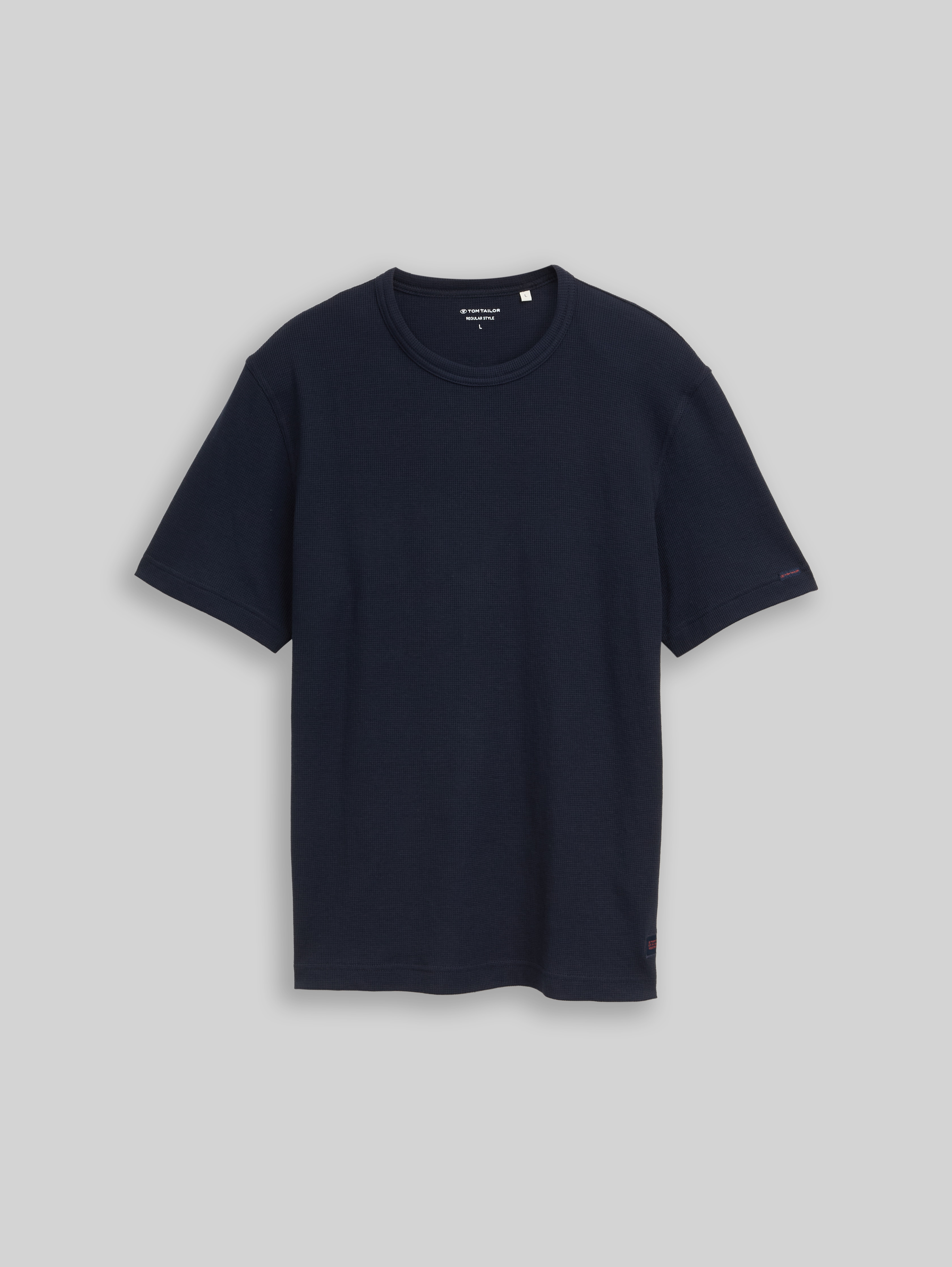 T-shirt with waffle texture in blue by Tom Tailor