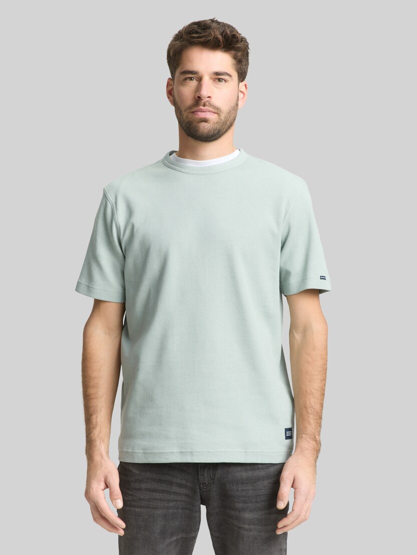 T-Shirt mit Waffelstruktur von Men, soft greyish green