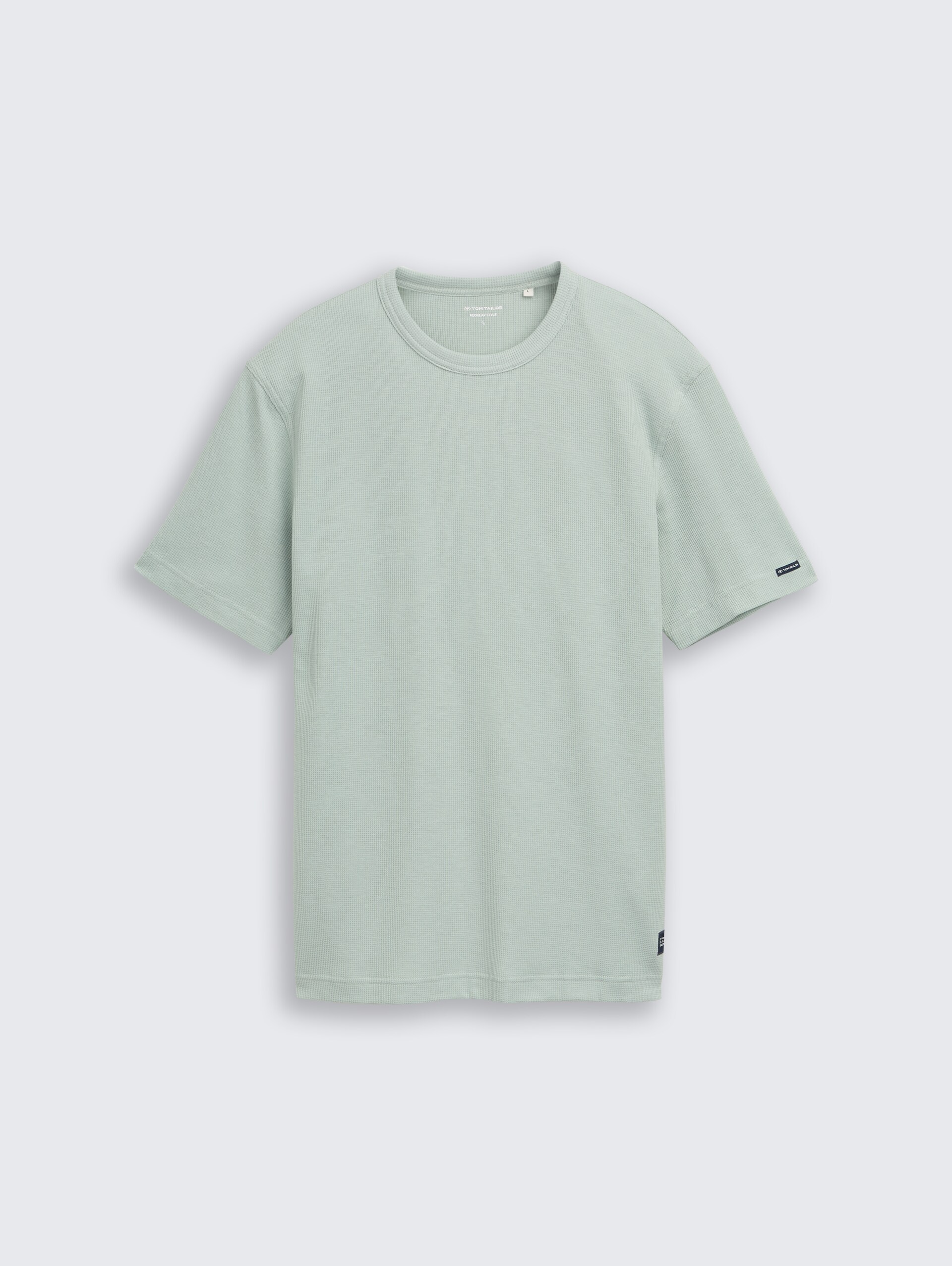 T-Shirt mit Waffelstruktur - soft greyish green - Vorder-Produkt-Ansicht