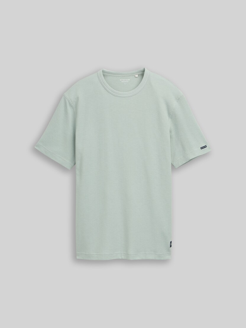T-shirt with a waffle texture by Men, soft greyish green