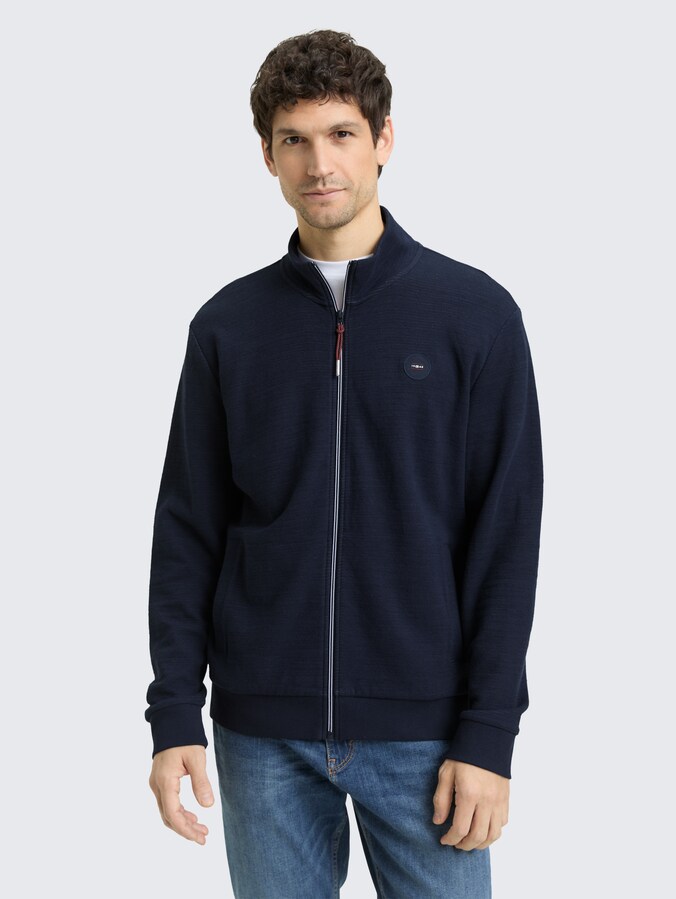 Sweat jacket with logo badge by Men, sky captain blue