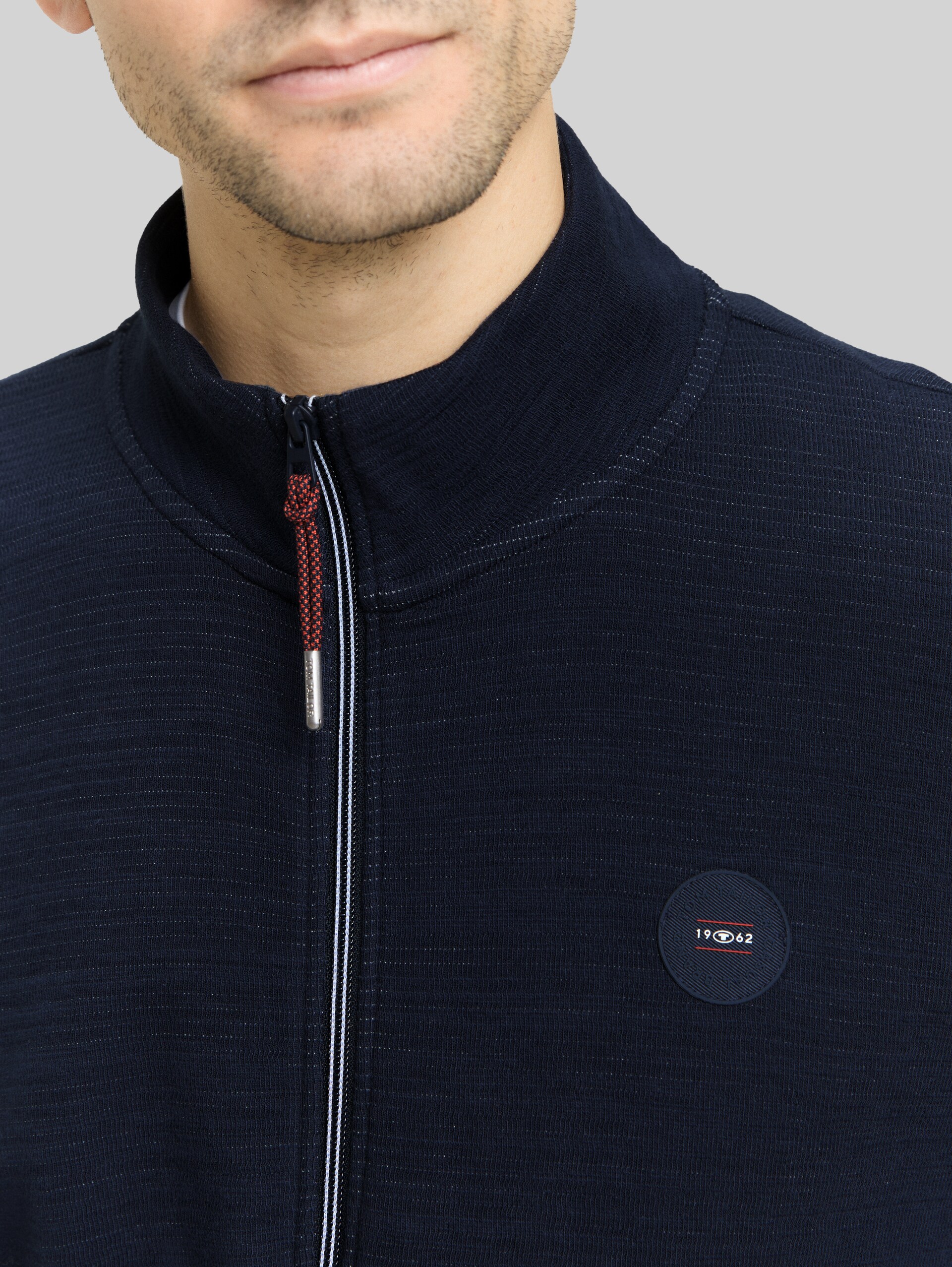 Sweat jacket with logo badge - sky captain blue - Detail model view