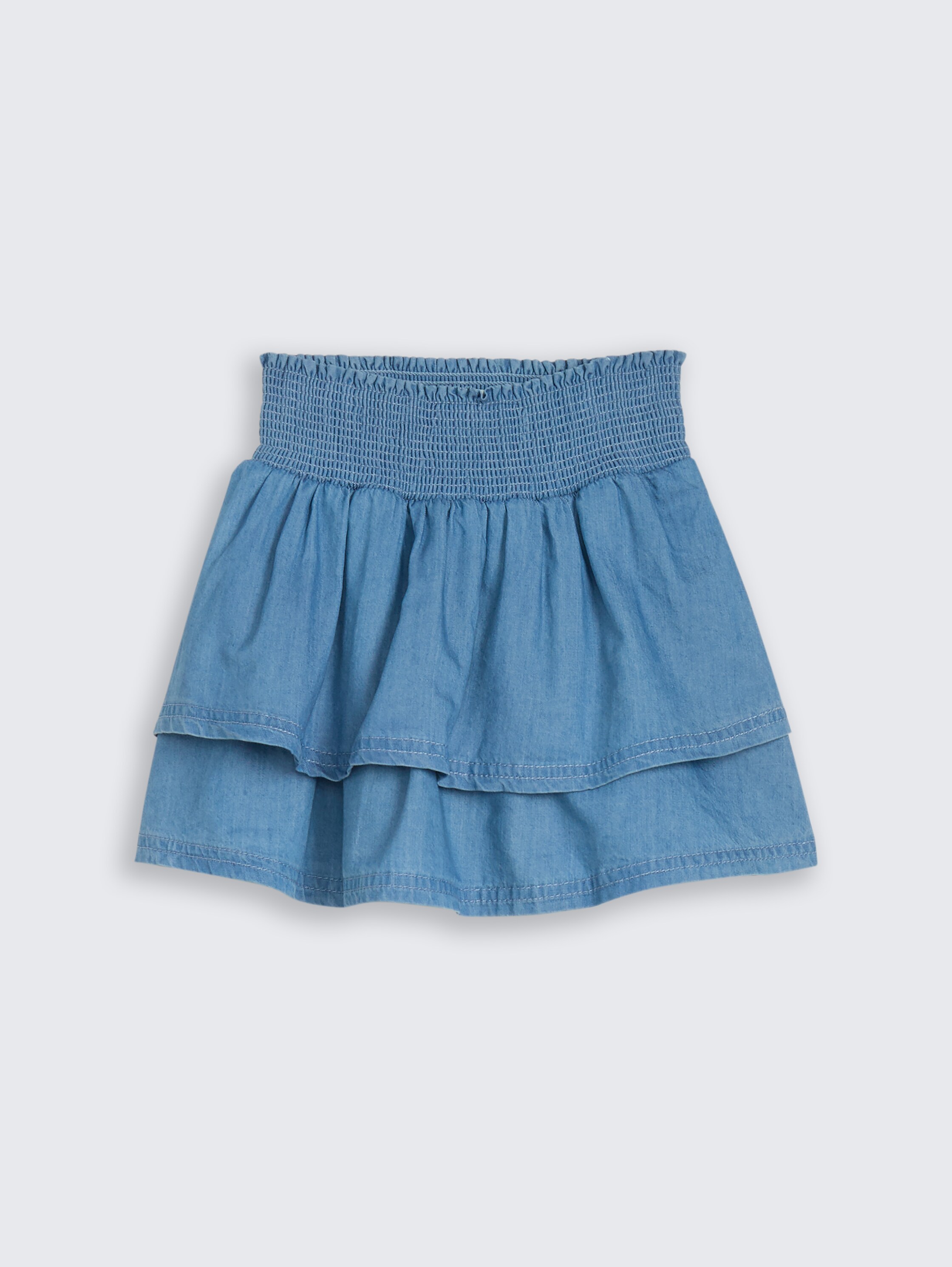 Minirok met volant - mid stone bright blue denim - Product vooraanzicht