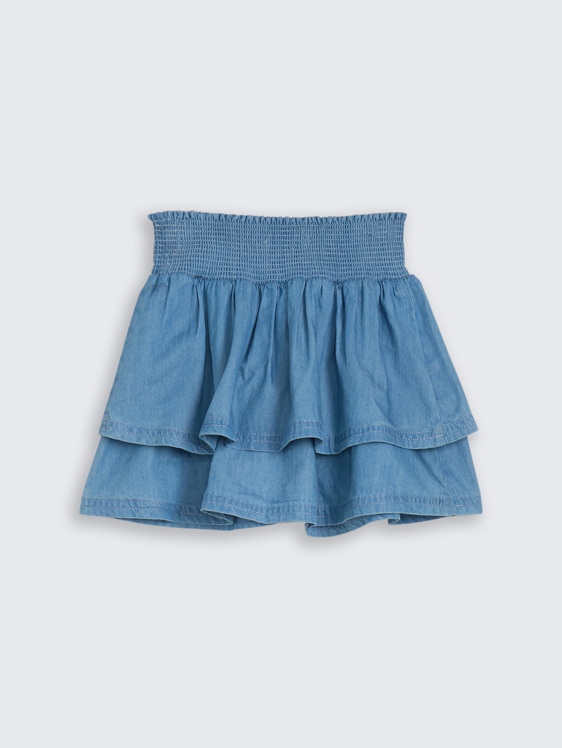 Mini-Rock mit Volant - mid stone bright blue denim