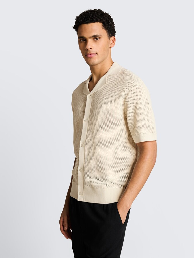 Cardigan with collar by Denim Male, greyish white