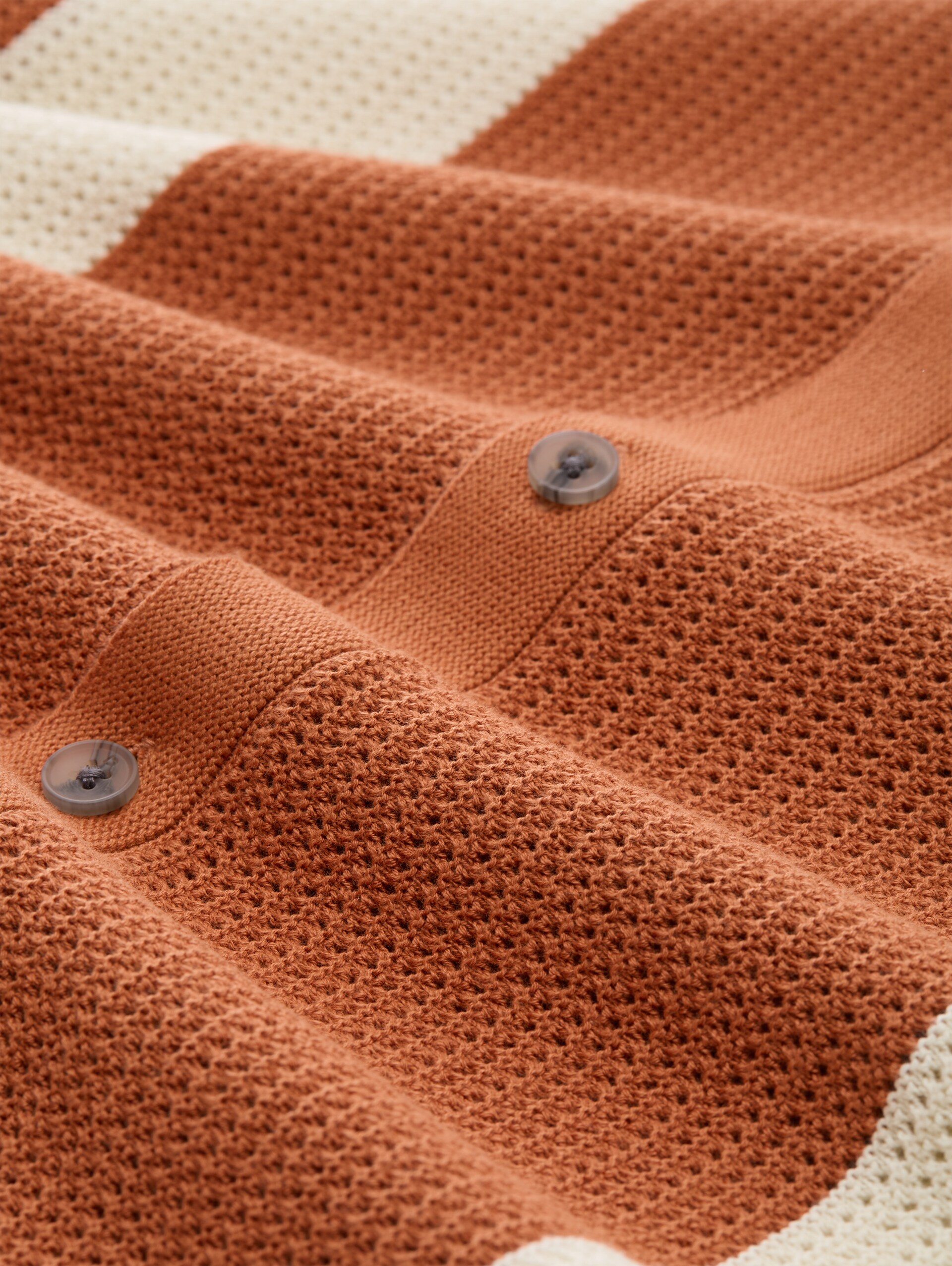 Gebreid overhemd met kraag - orange white colorblock - Materiaalweergave