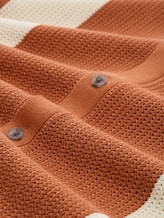 Gebreid overhemd met kraag - orange white colorblock - Materiaalweergave