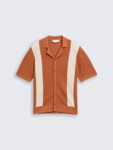 Gebreid overhemd met kraag - orange white colorblock