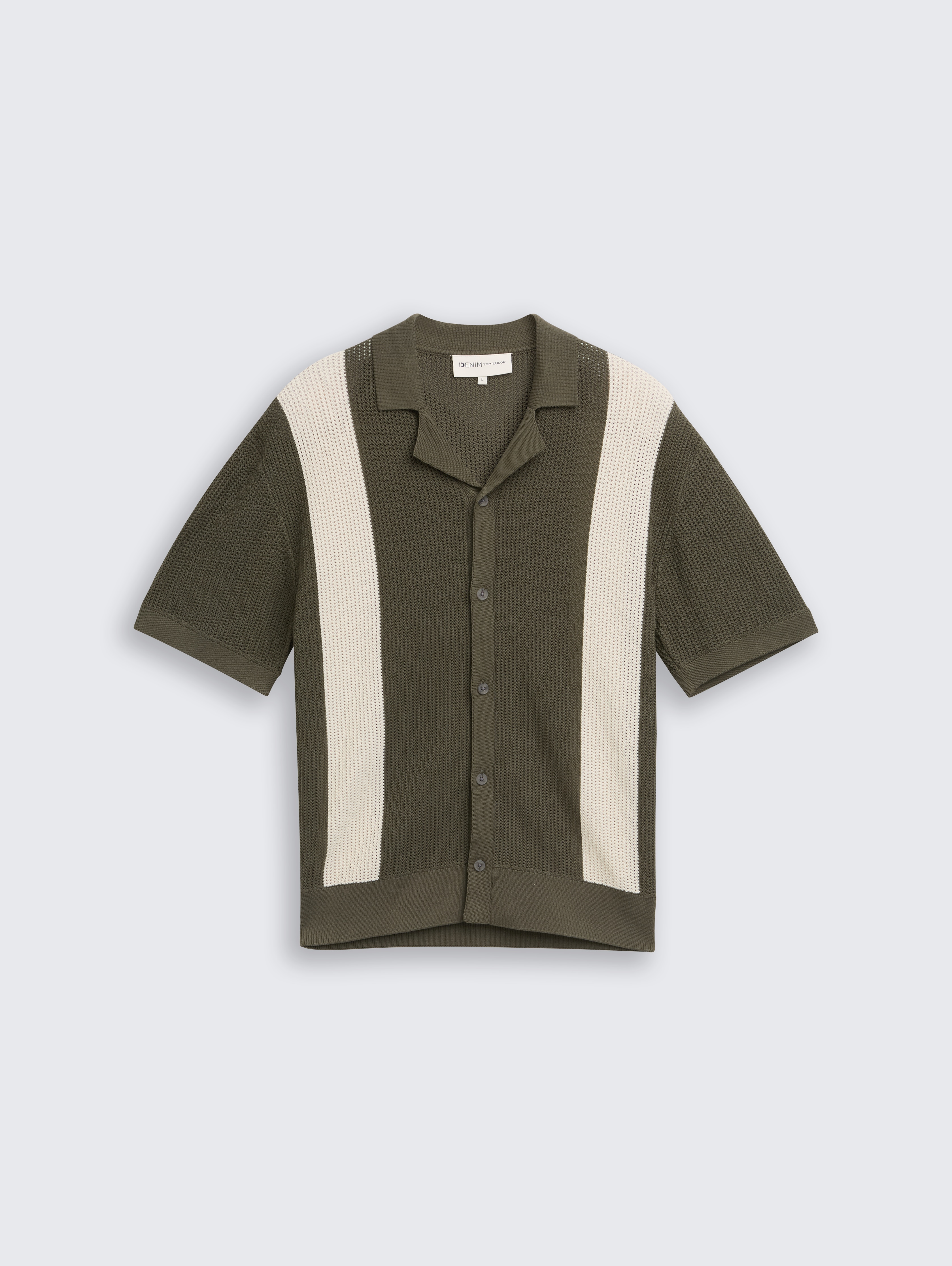 Gebreid vest met kraag door Denim Male, faded green white colorblock
