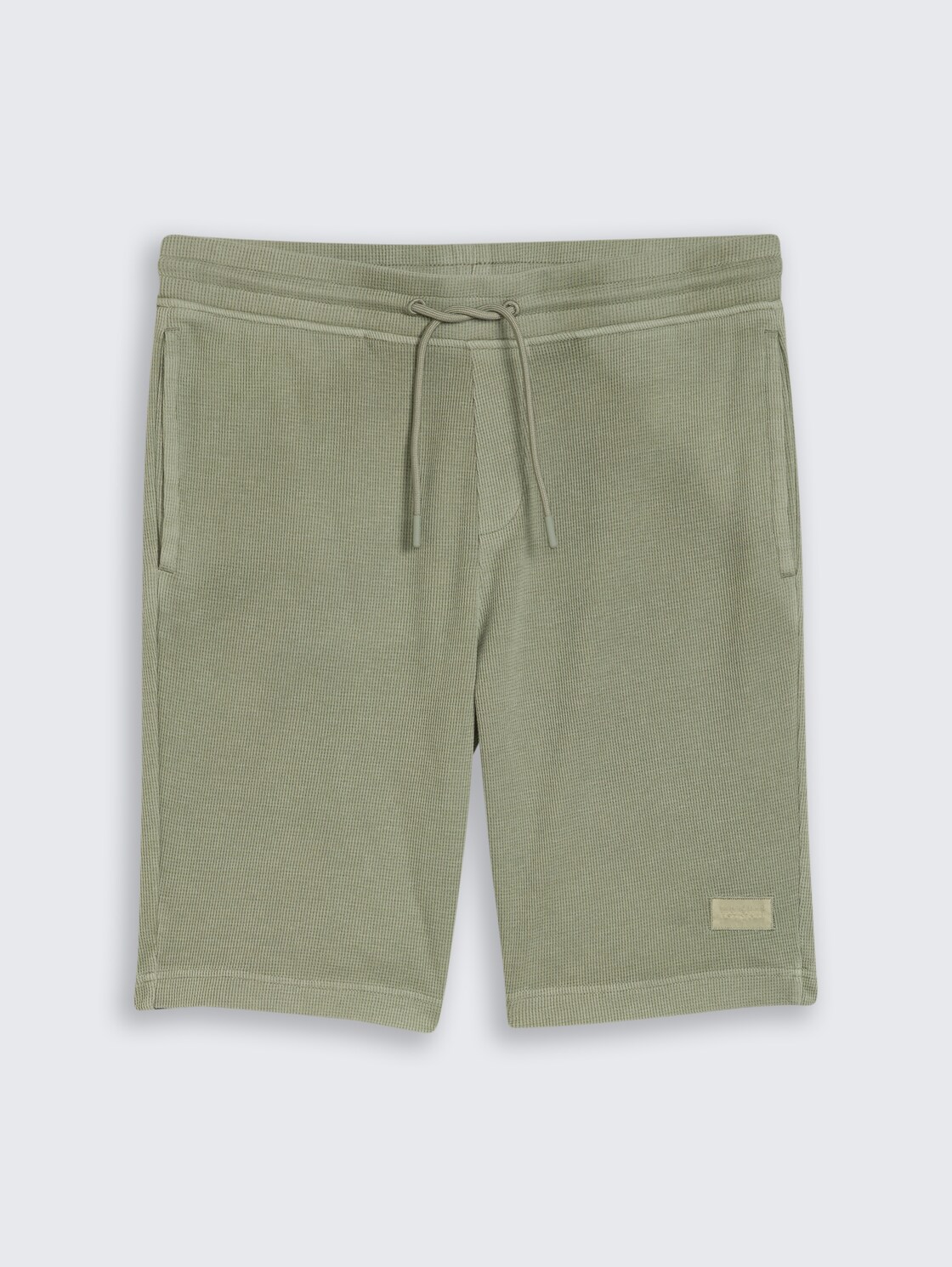 Shorts mit Waffelstruktur - Greyish Shadow Olive - Vorder-Produkt-Ansicht