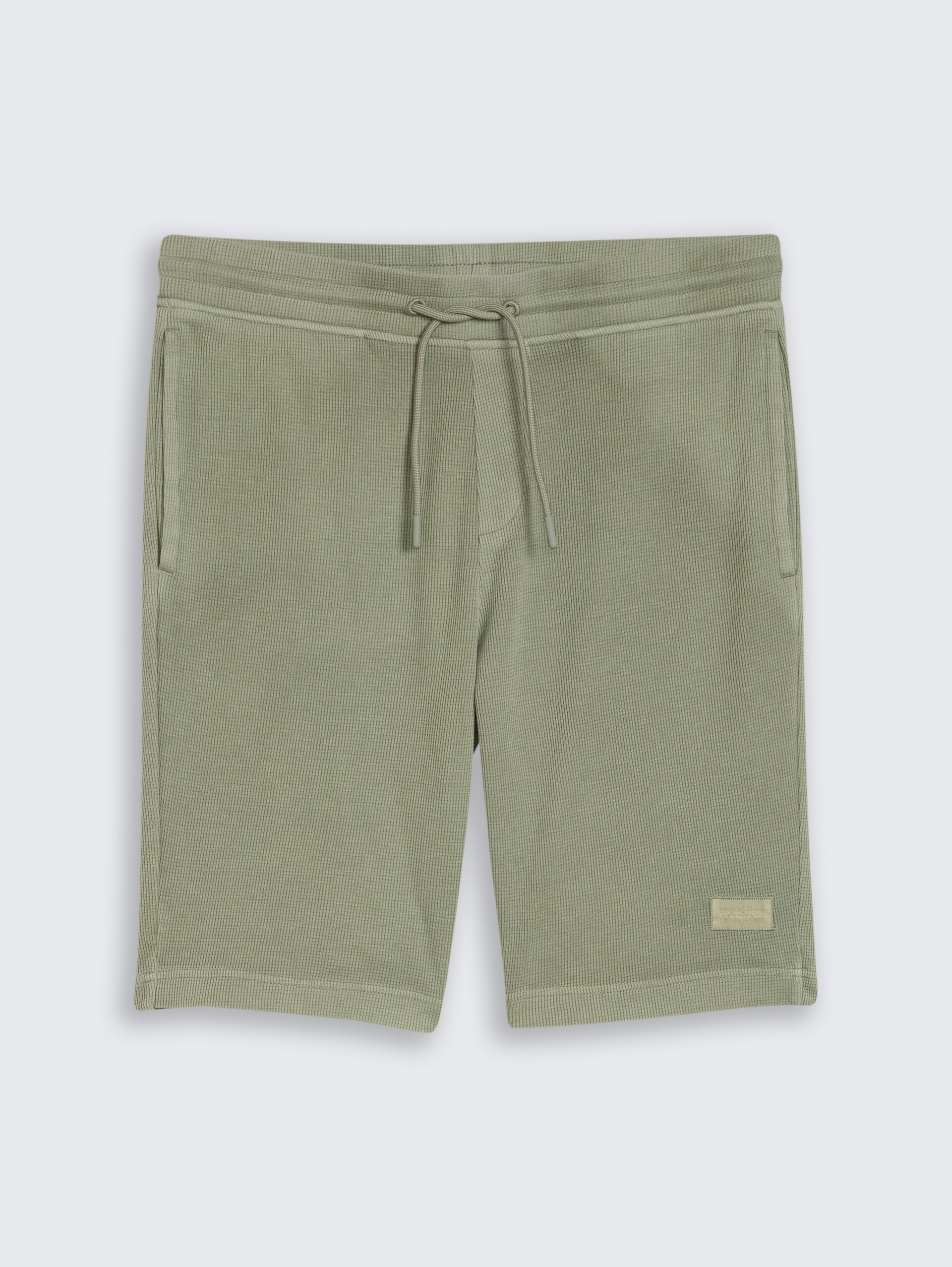 Shorts mit Waffelstruktur - Greyish Shadow Olive - Vorder-Produkt-Ansicht