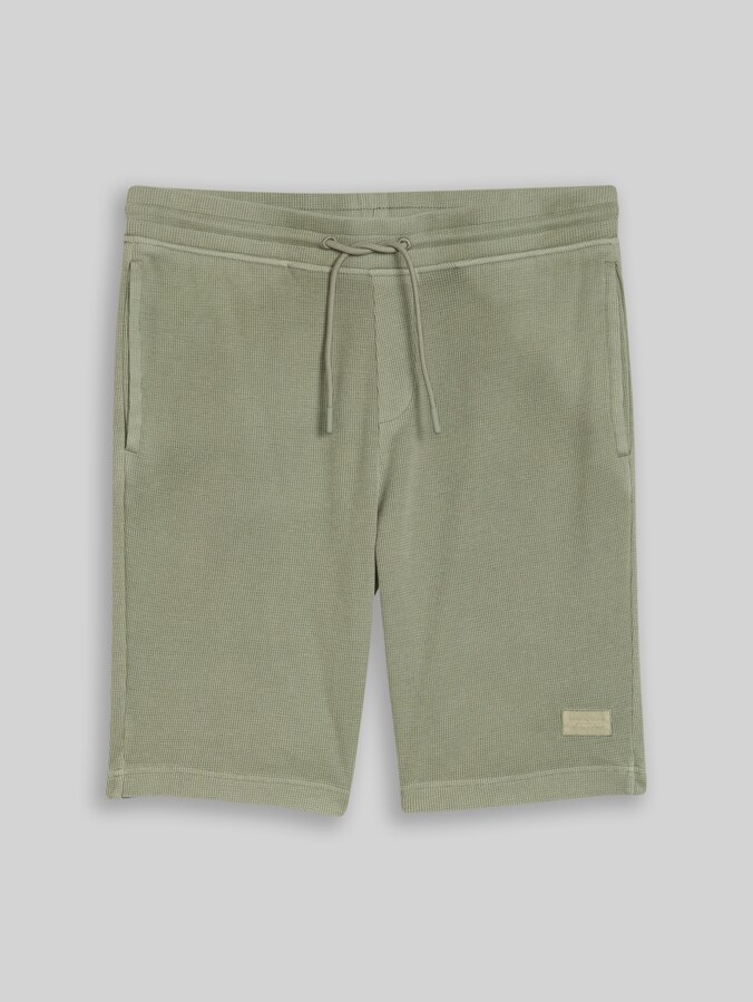 Shorts met wafelstructuur door Men, Greyish Shadow Olive
