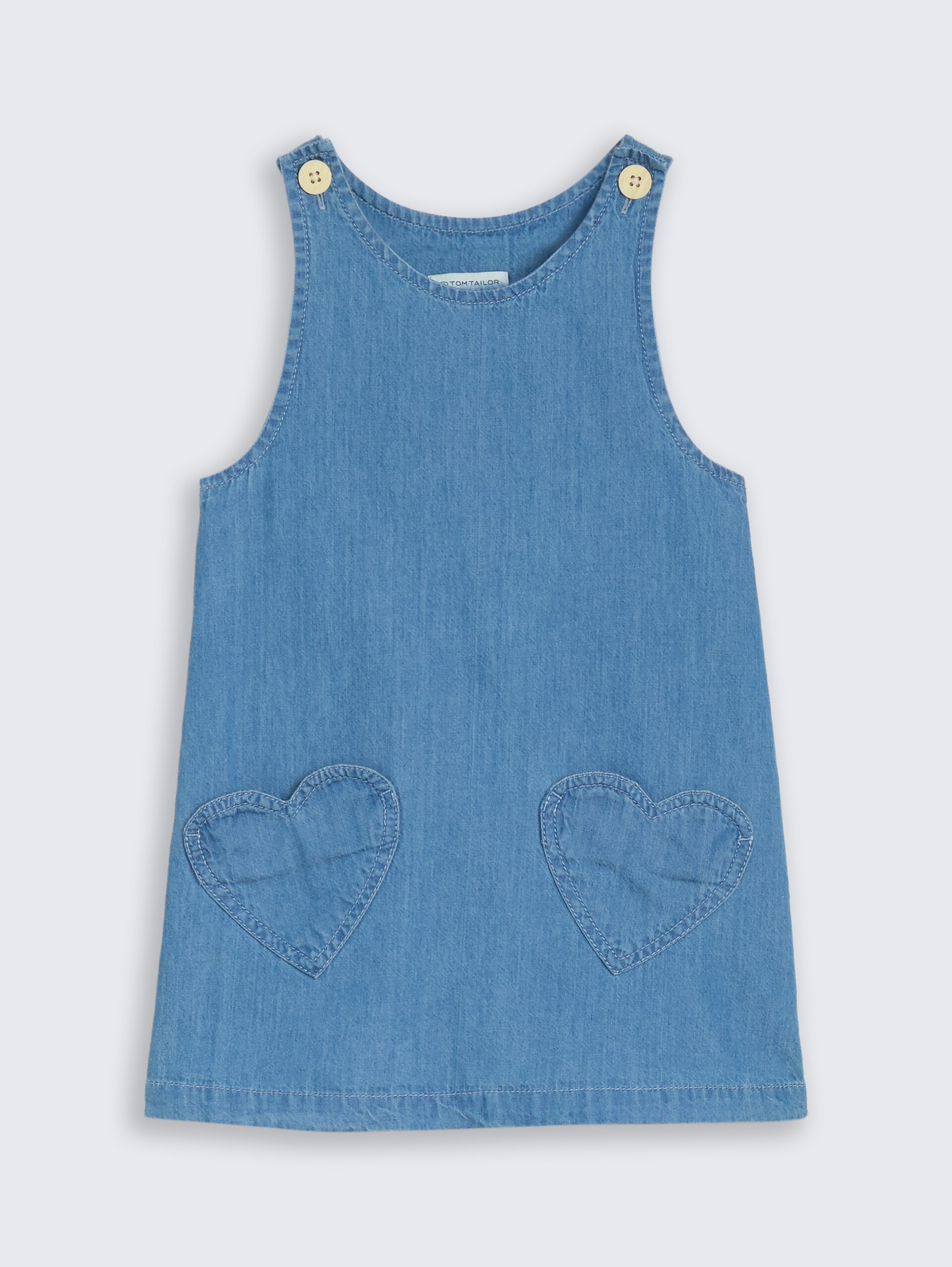 Midi-Kleid mit Herztaschen - mid stone bright blue denim - Vorder-Produkt-Ansicht