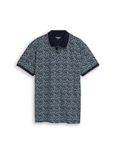 Ausgewählt, Fitted Poloshirt mit Allover-Print von Tom Tailor, blau