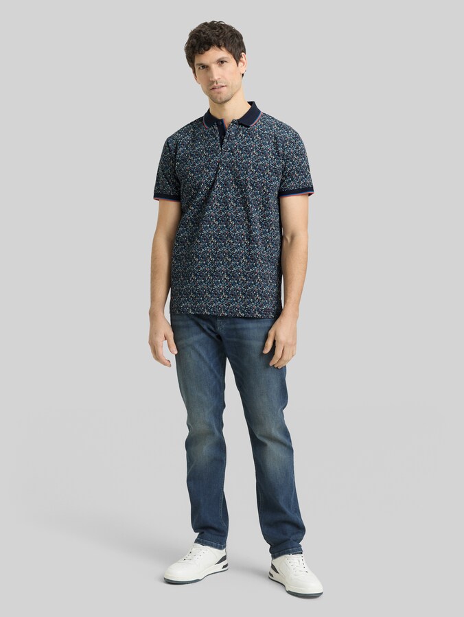 Getailleerd poloshirt met all-over print door Men, navy round design