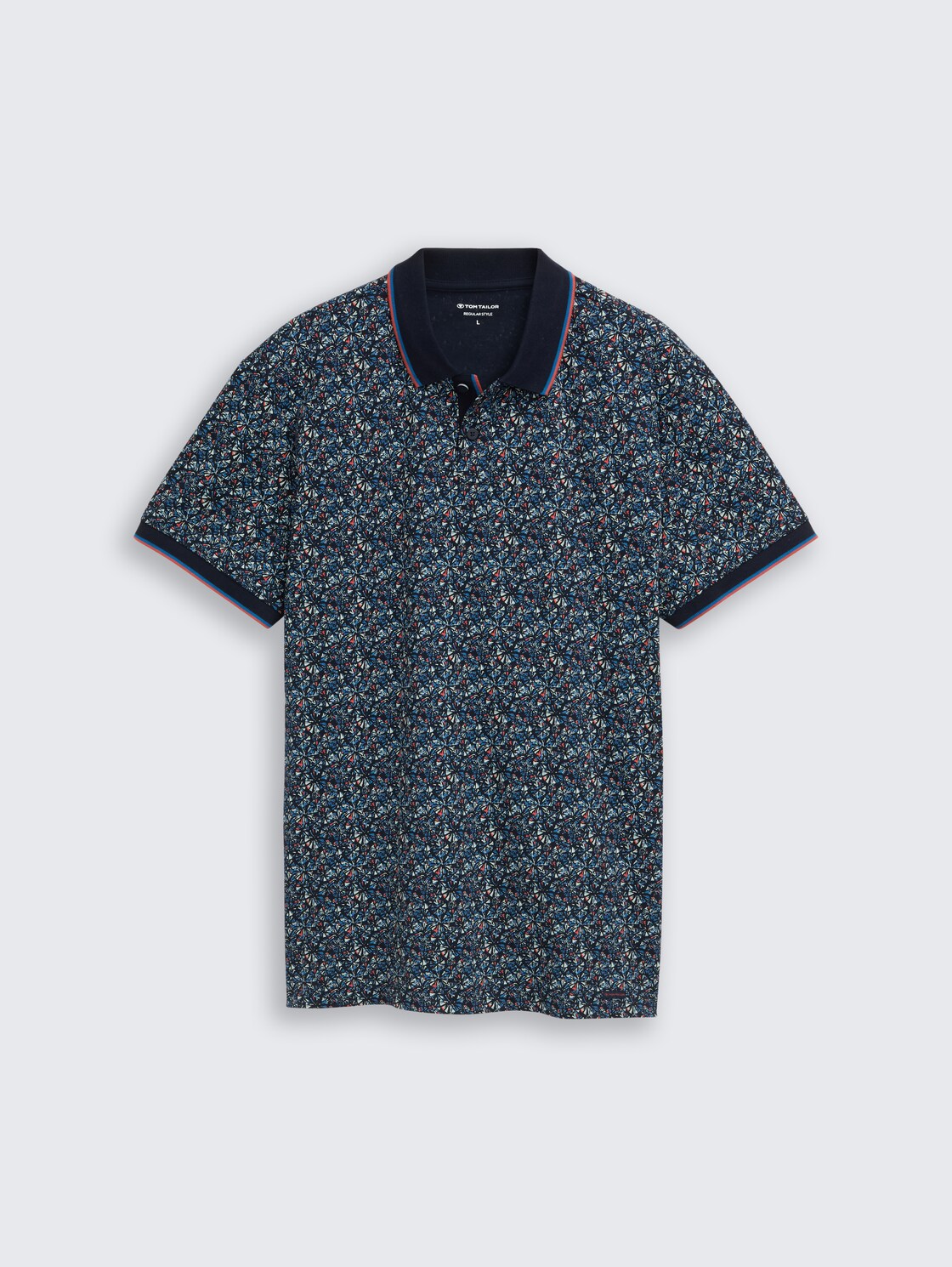 Fitted Poloshirt mit Allover-Print - navy round design