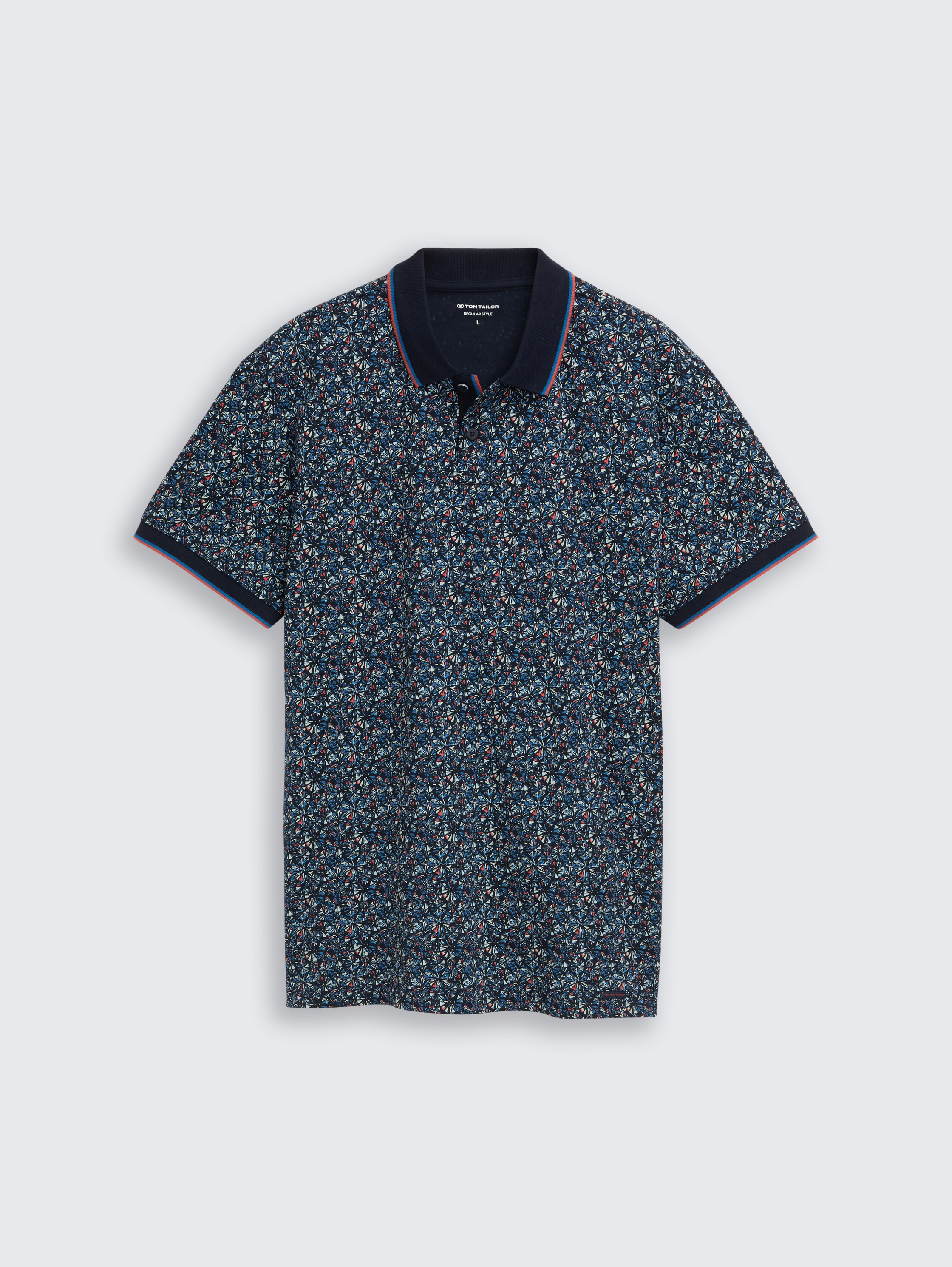 Fitted Poloshirt mit Allover-Print - navy round design