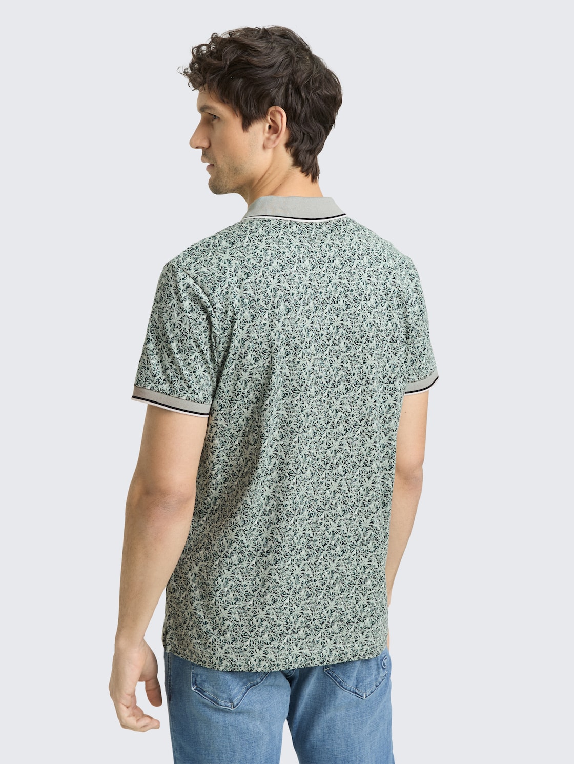 Fitted Poloshirt mit Allover-Print - mint round design