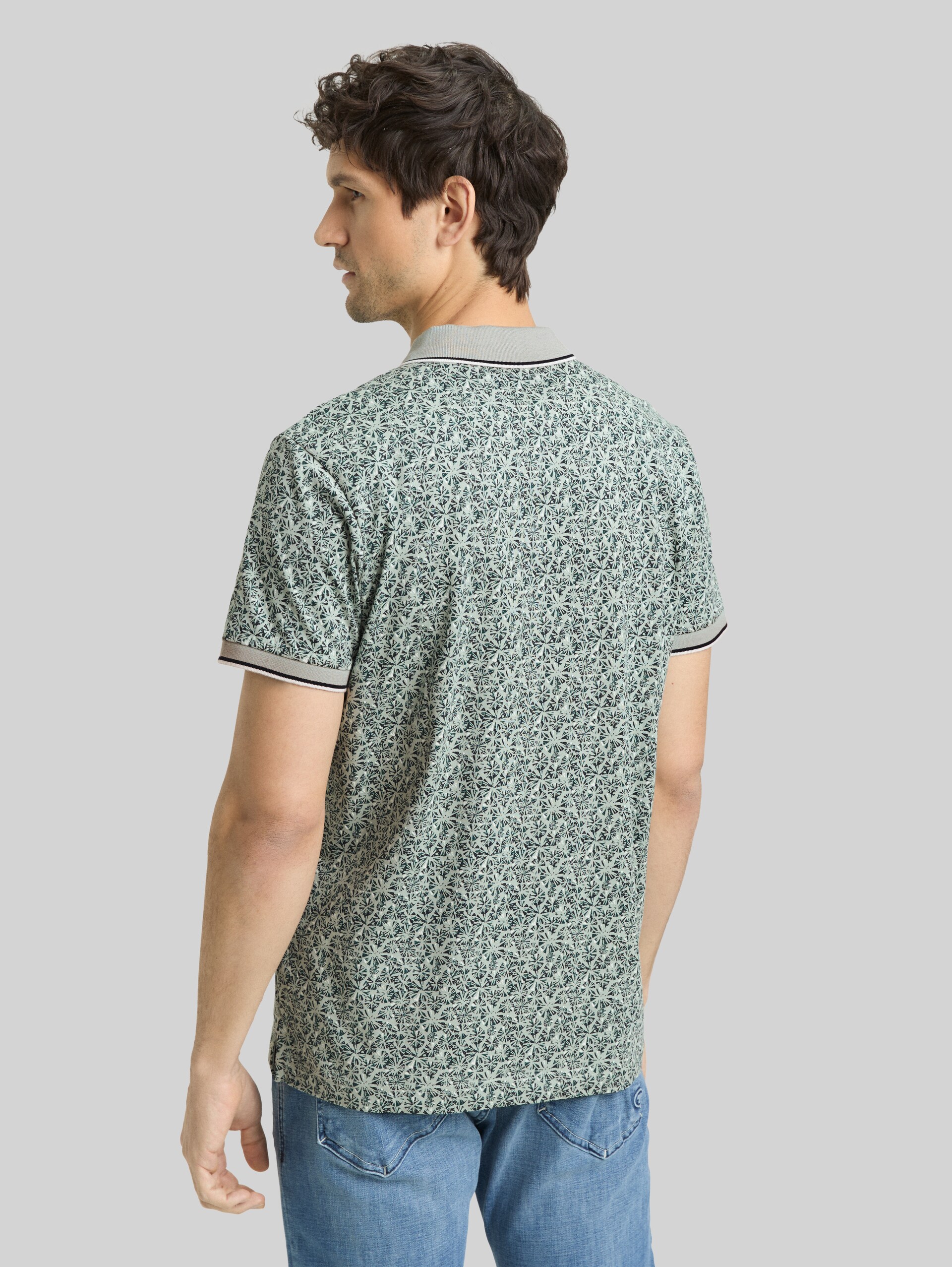 Fitted Poloshirt mit Allover-Print - mint round design