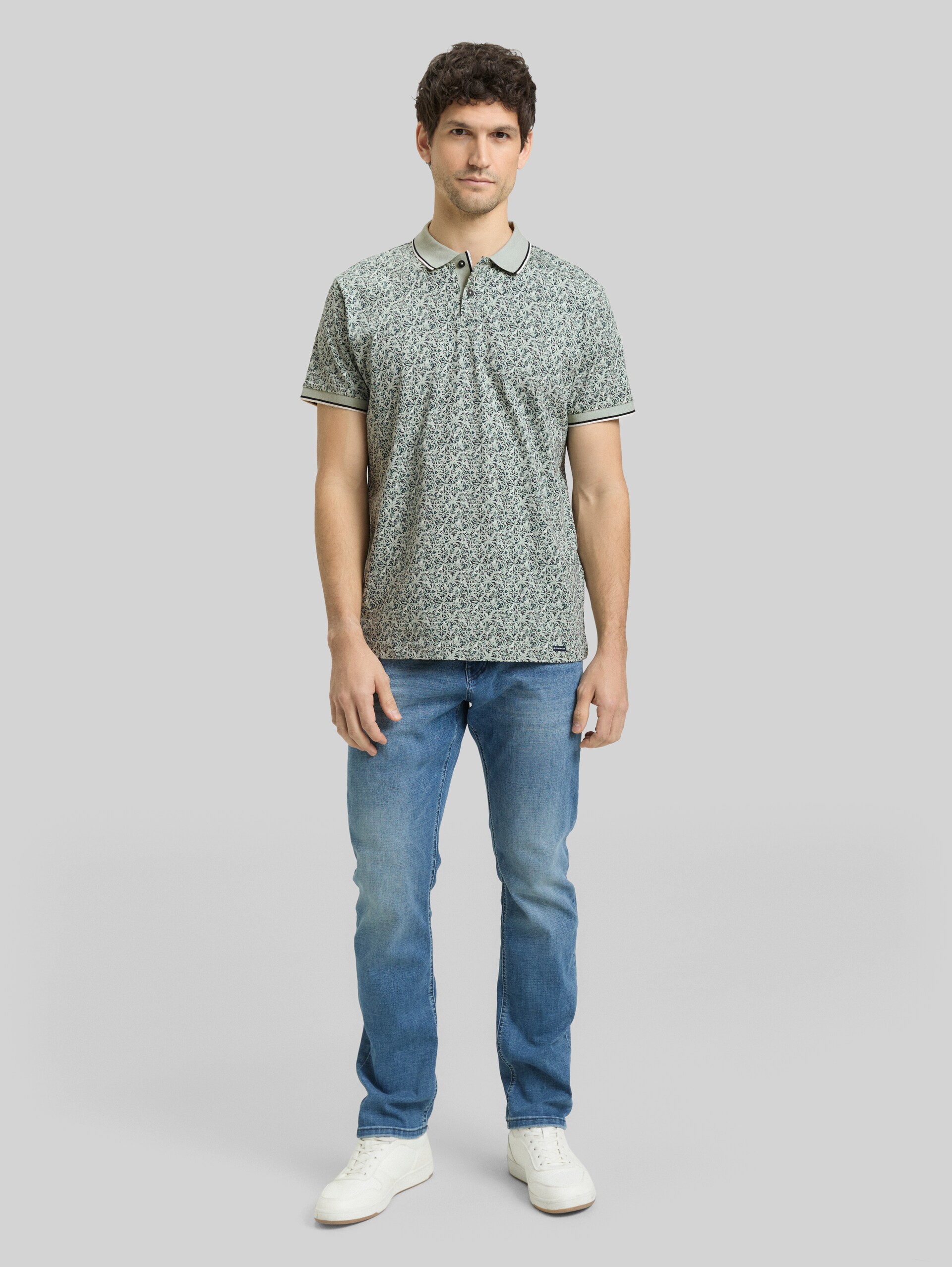 Fitted Poloshirt mit Allover-Print - mint round design