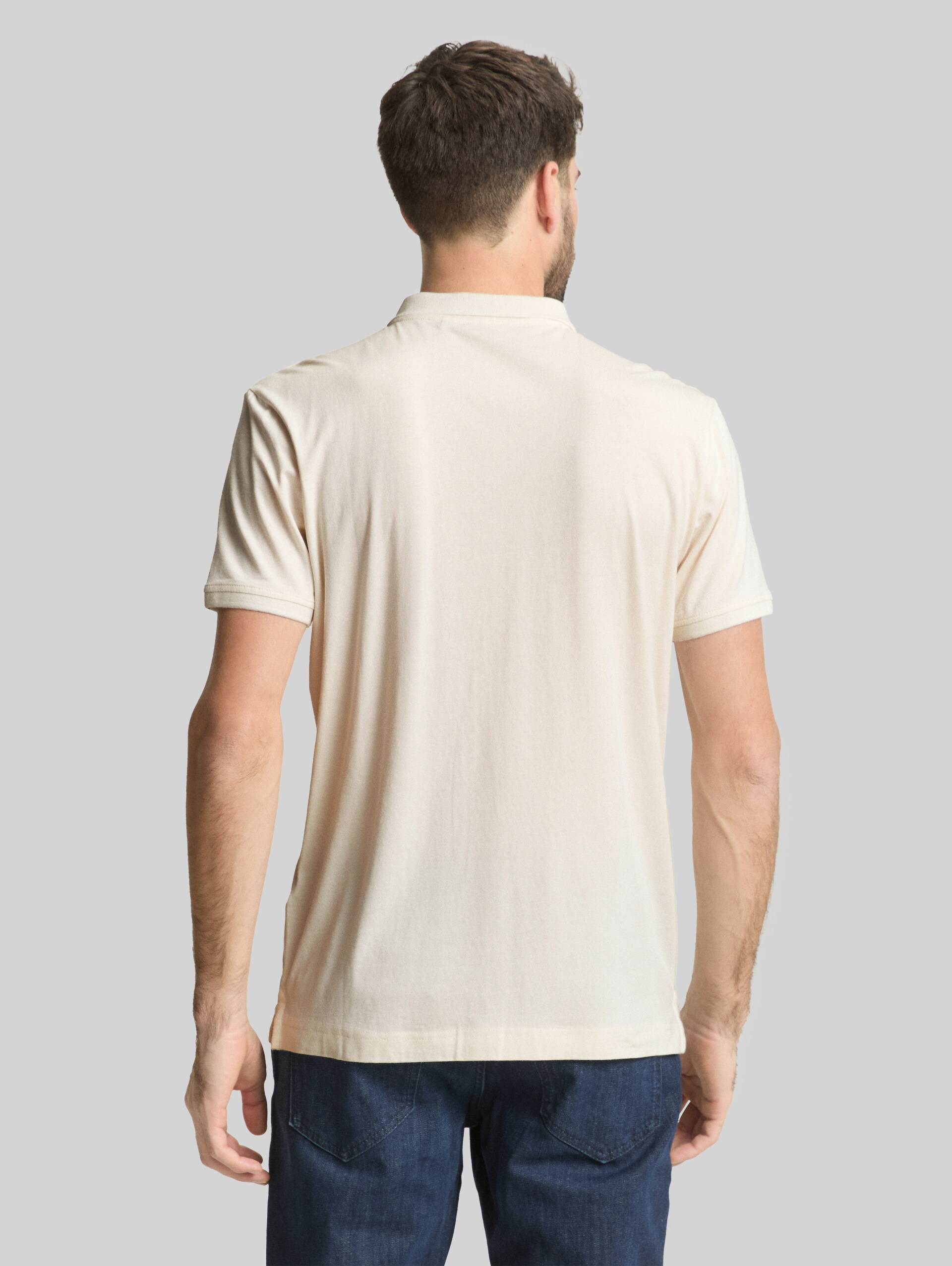 Fitted polo shirt with logo print - Gardenia White