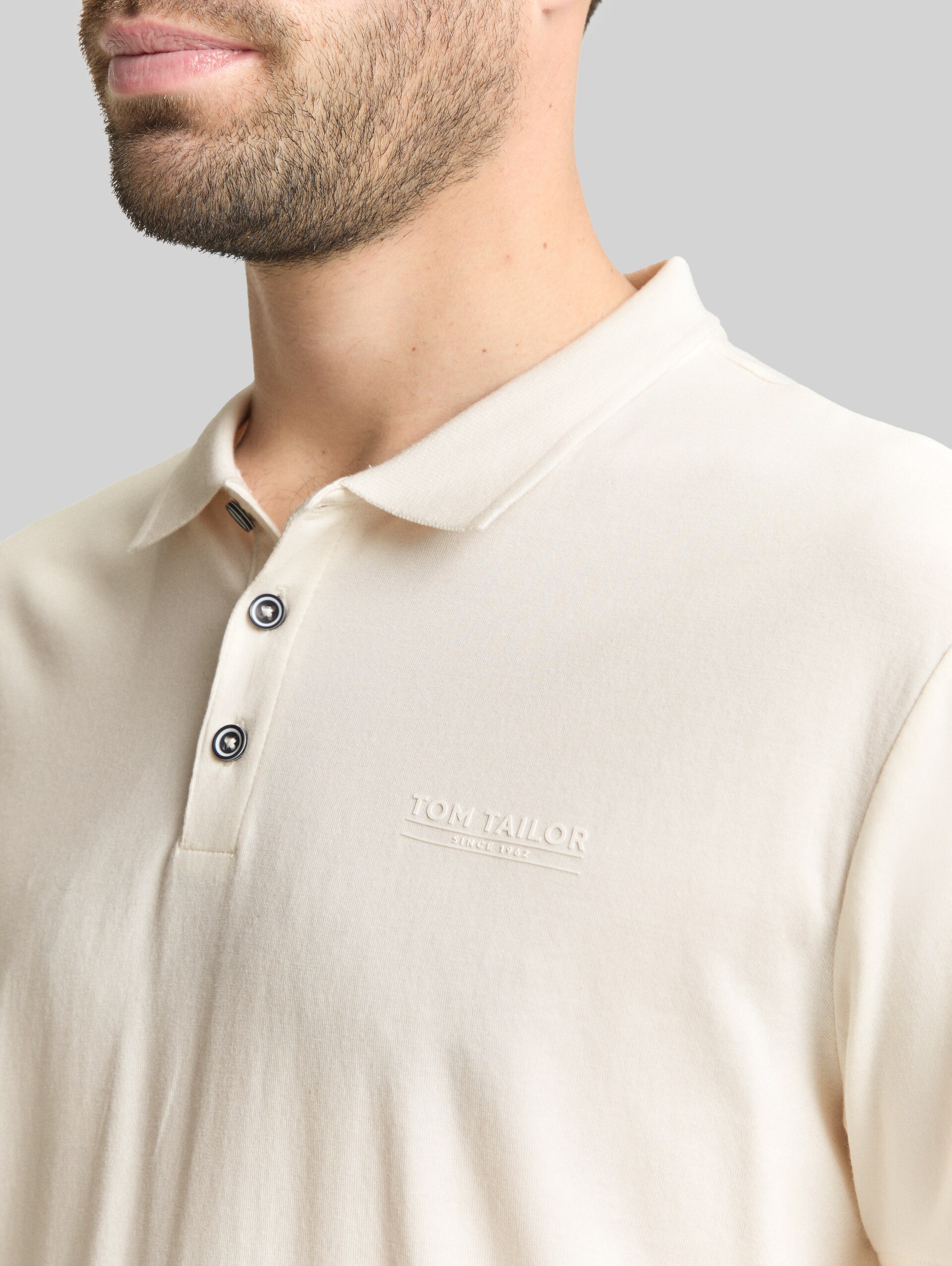 Fitted polo shirt with logo print - Gardenia White