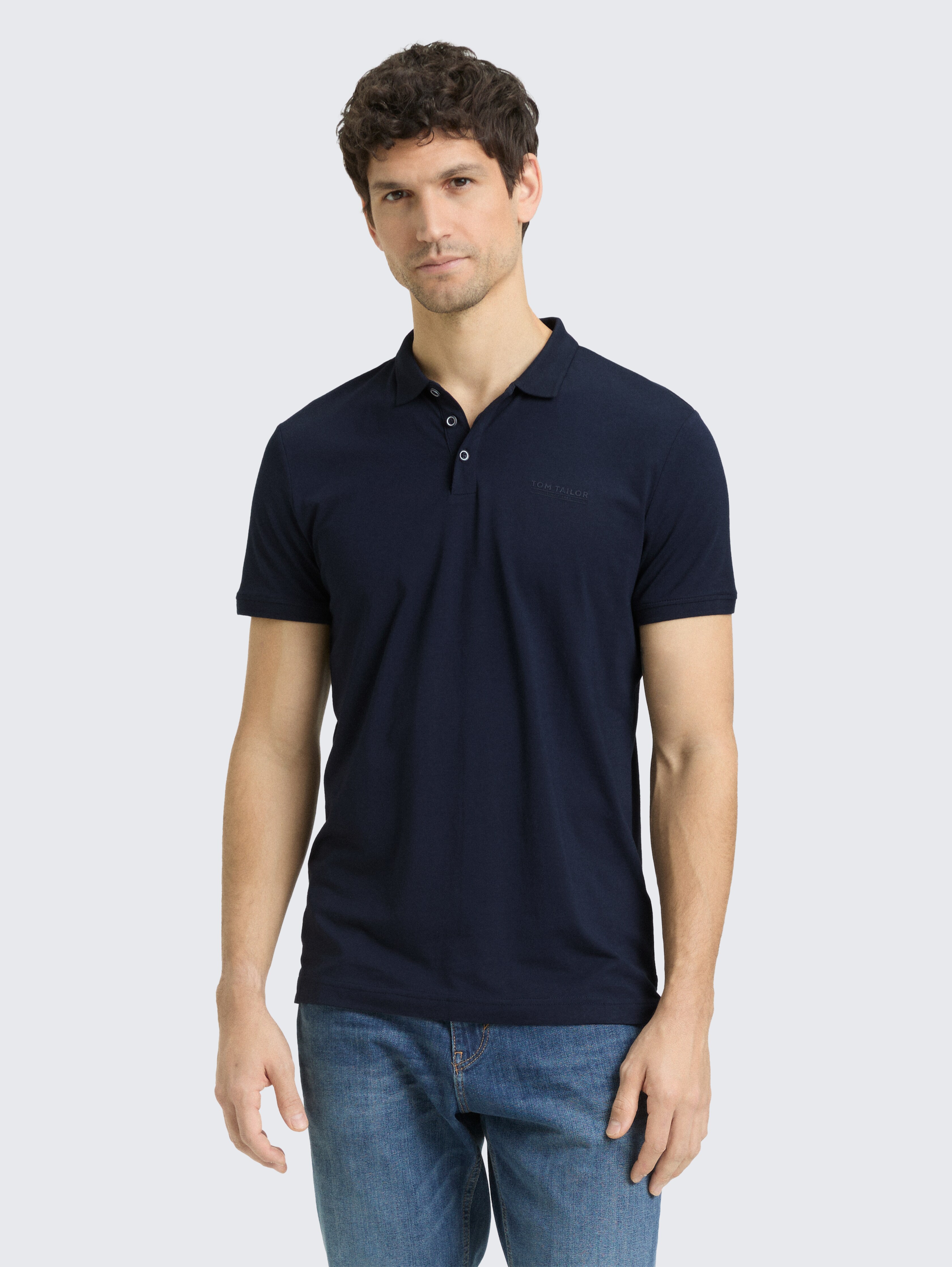 Fitted Poloshirt mit Logo-Print von Men, sky captain blue