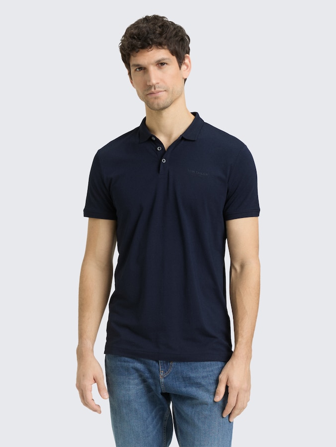 Fitted polo shirt with logo print by Men, sky captain blue