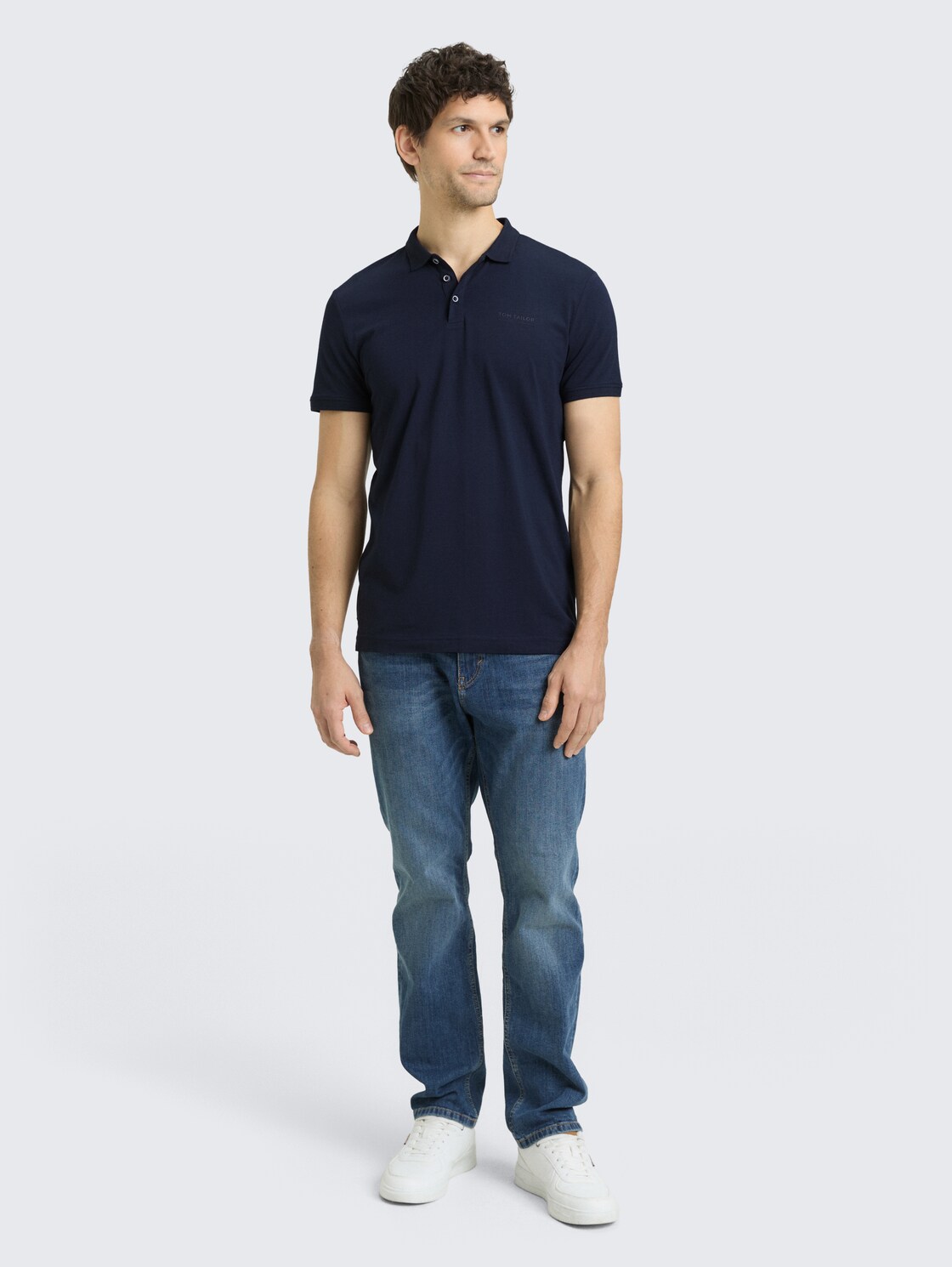 Fitted polo shirt with logo print - sky captain blue