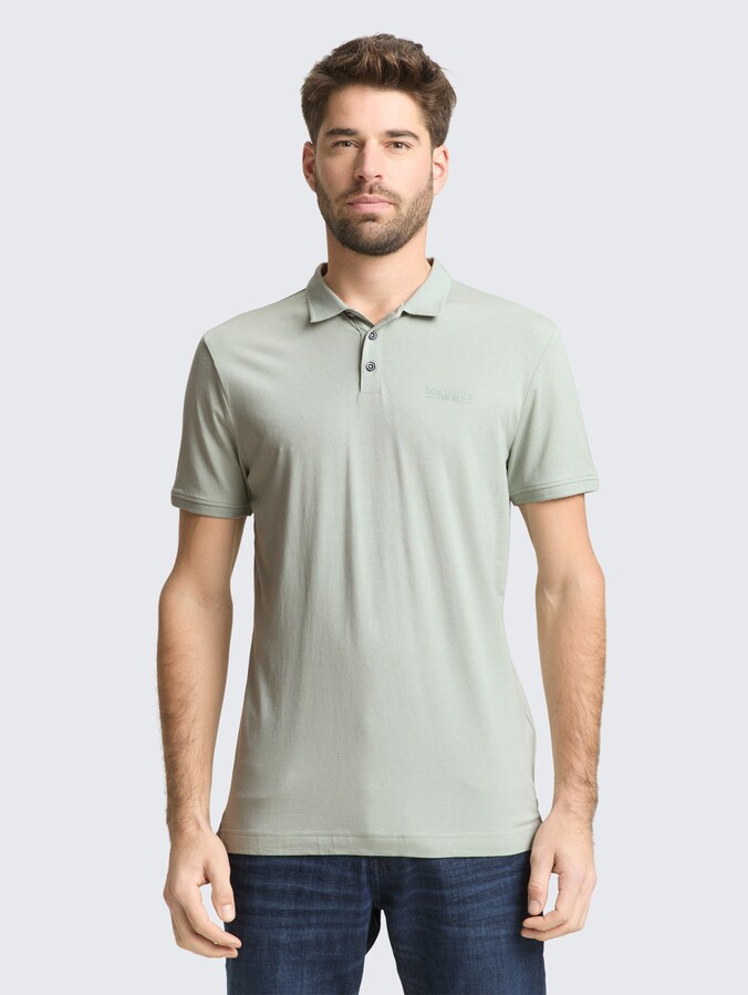 Getailleerd poloshirt met logoprint door Men, soft greyish green