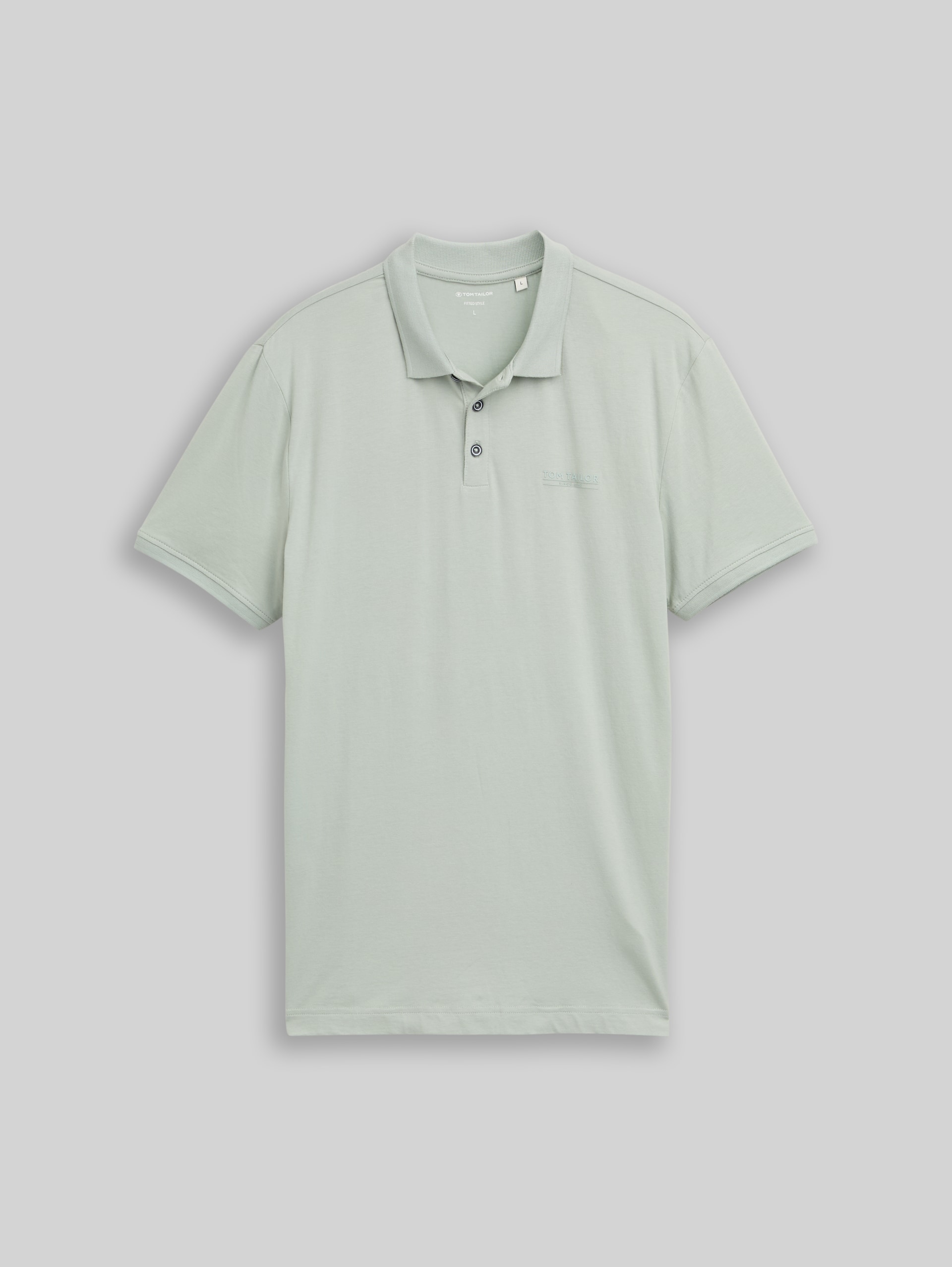 Fitted polo shirt with logo print - soft greyish green