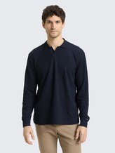 Langarm Poloshirt mit Waffelstruktur - sky captain blue