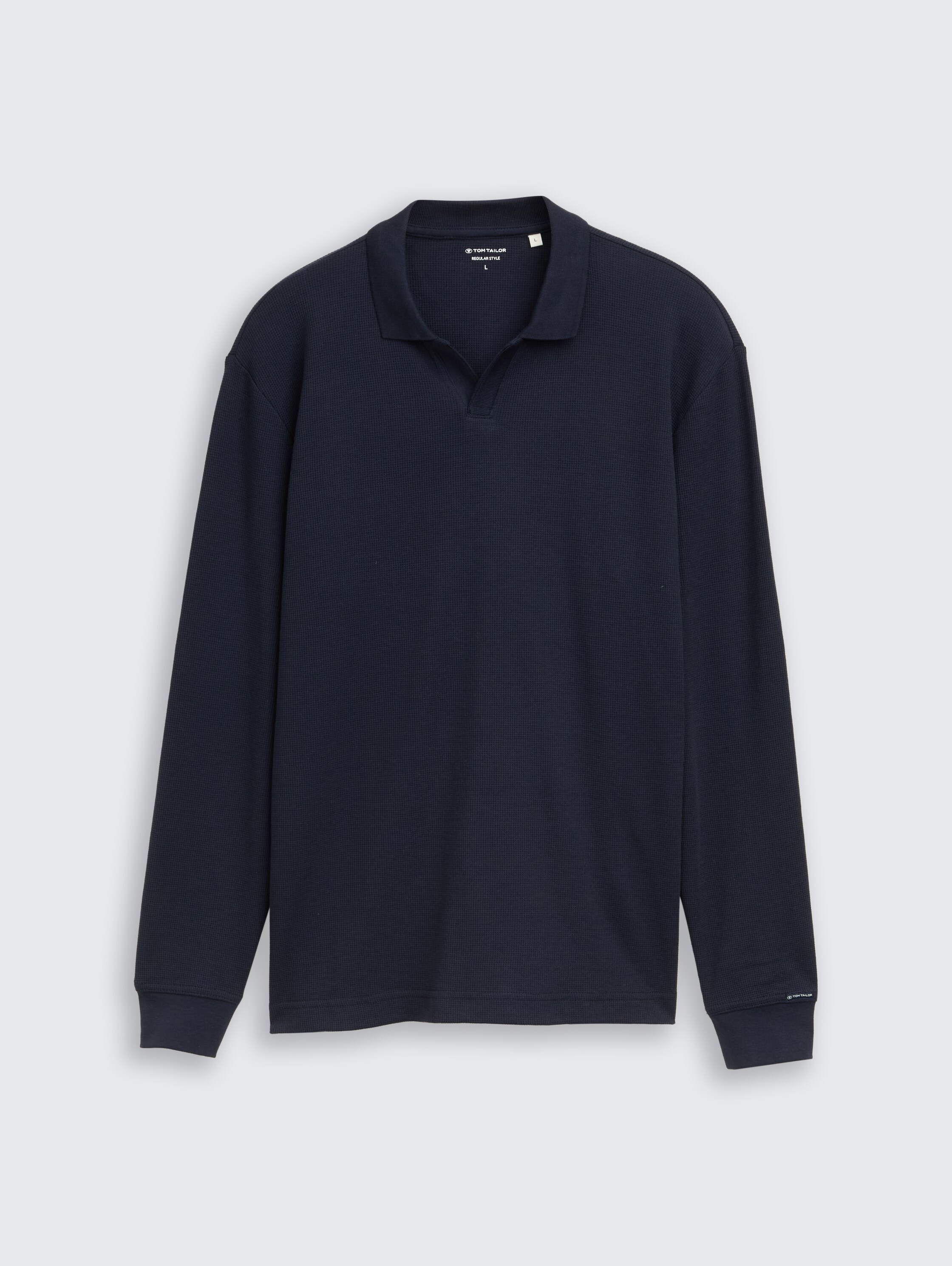 Langarm Poloshirt mit Waffelstruktur - sky captain blue