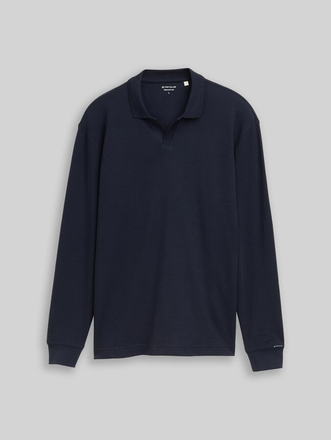 Langarm Poloshirt mit Waffelstruktur von Men, sky captain blue