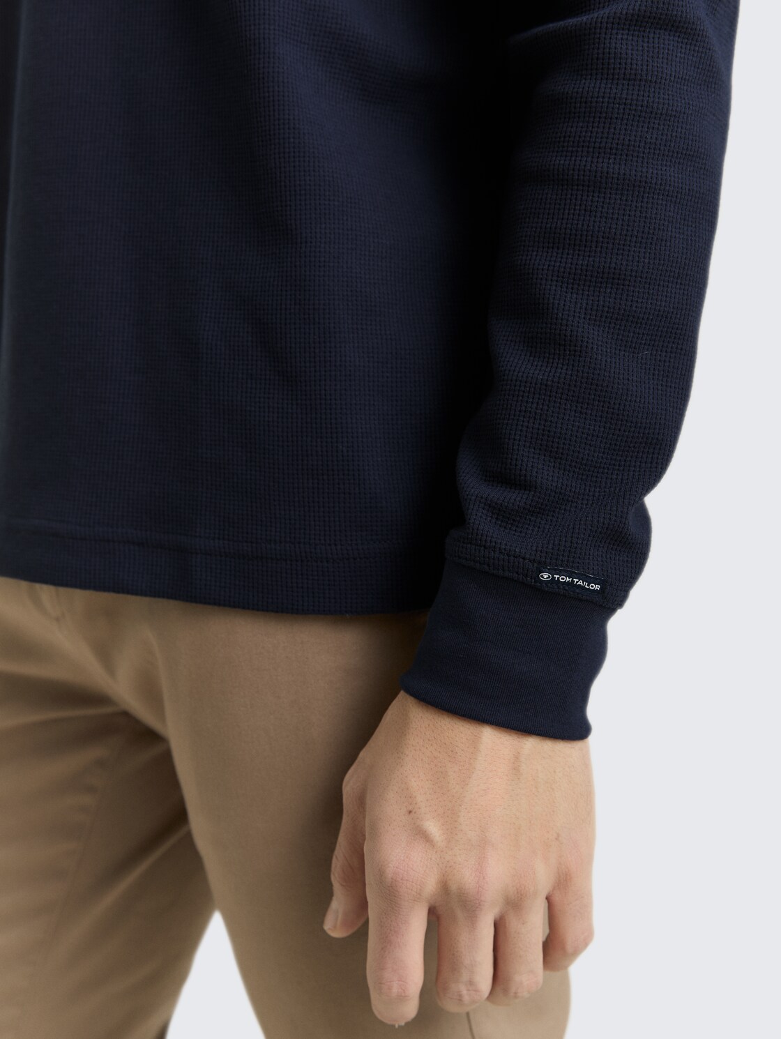 Langarm Poloshirt mit Waffelstruktur - sky captain blue