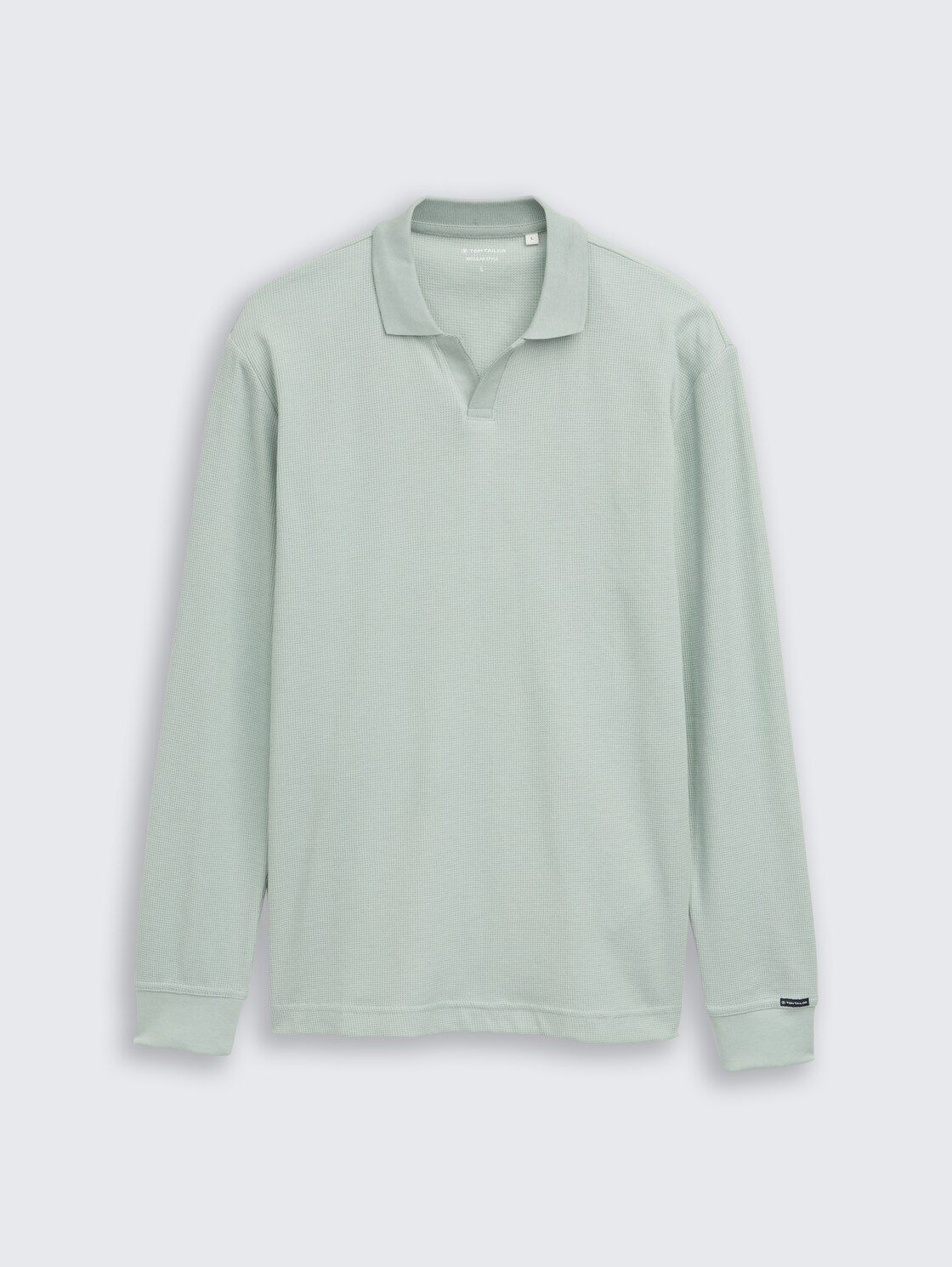 Langarm Poloshirt mit Waffelstruktur - soft greyish green