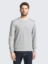 Sweatshirt mit Logo-Badge - offwhite navy stripe structure - Ausschnitt Model-Vorderansicht