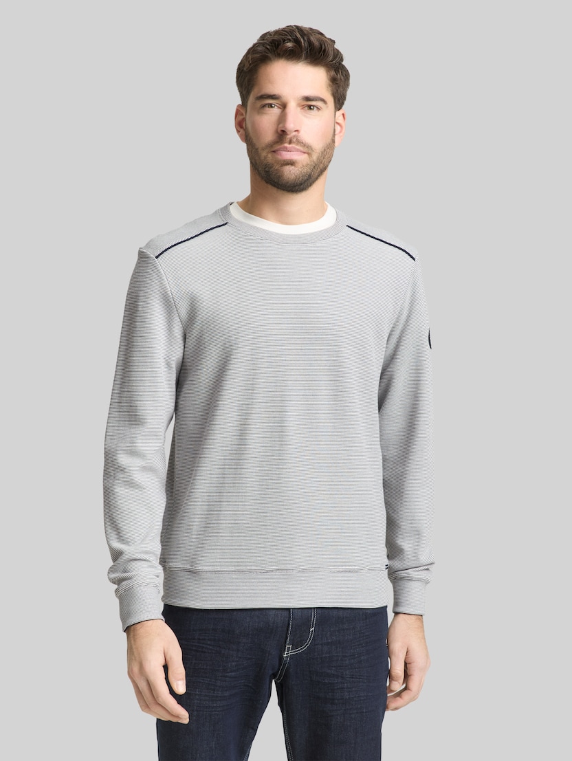 Sweatshirt mit Logo-Badge von Men, offwhite navy stripe structure
