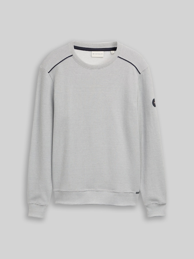 Sweatshirt mit Logo-Badge von Men, offwhite navy stripe structure