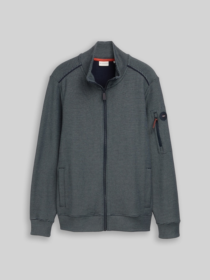 Jacket with stand-up collar by Men, navy green stripe structure