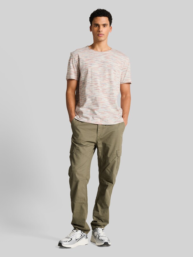 T-shirt in melange look door Men, white orange blue multi inject