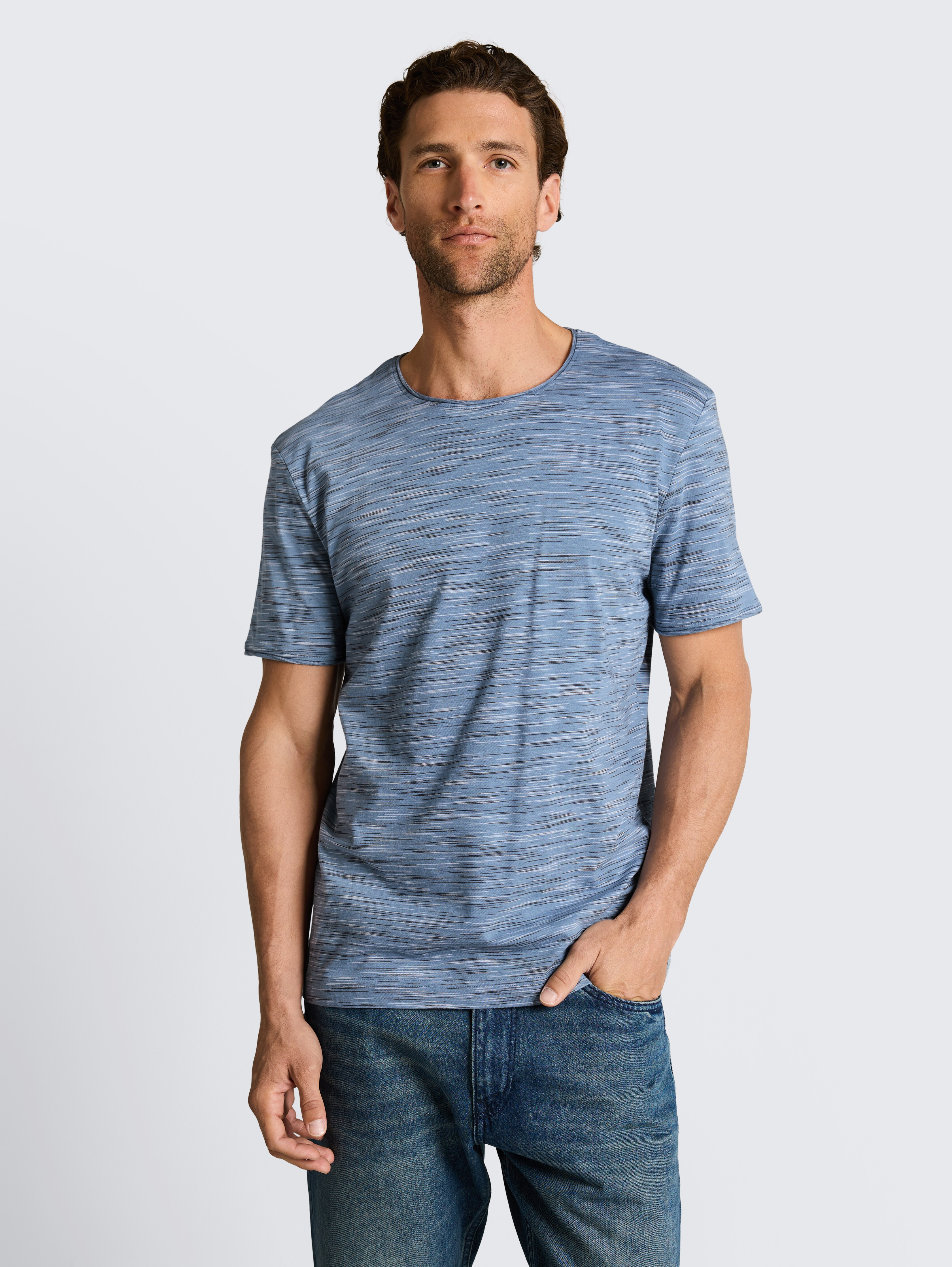 T-Shirt in Melange-Optik von Men, blue multicolor inject