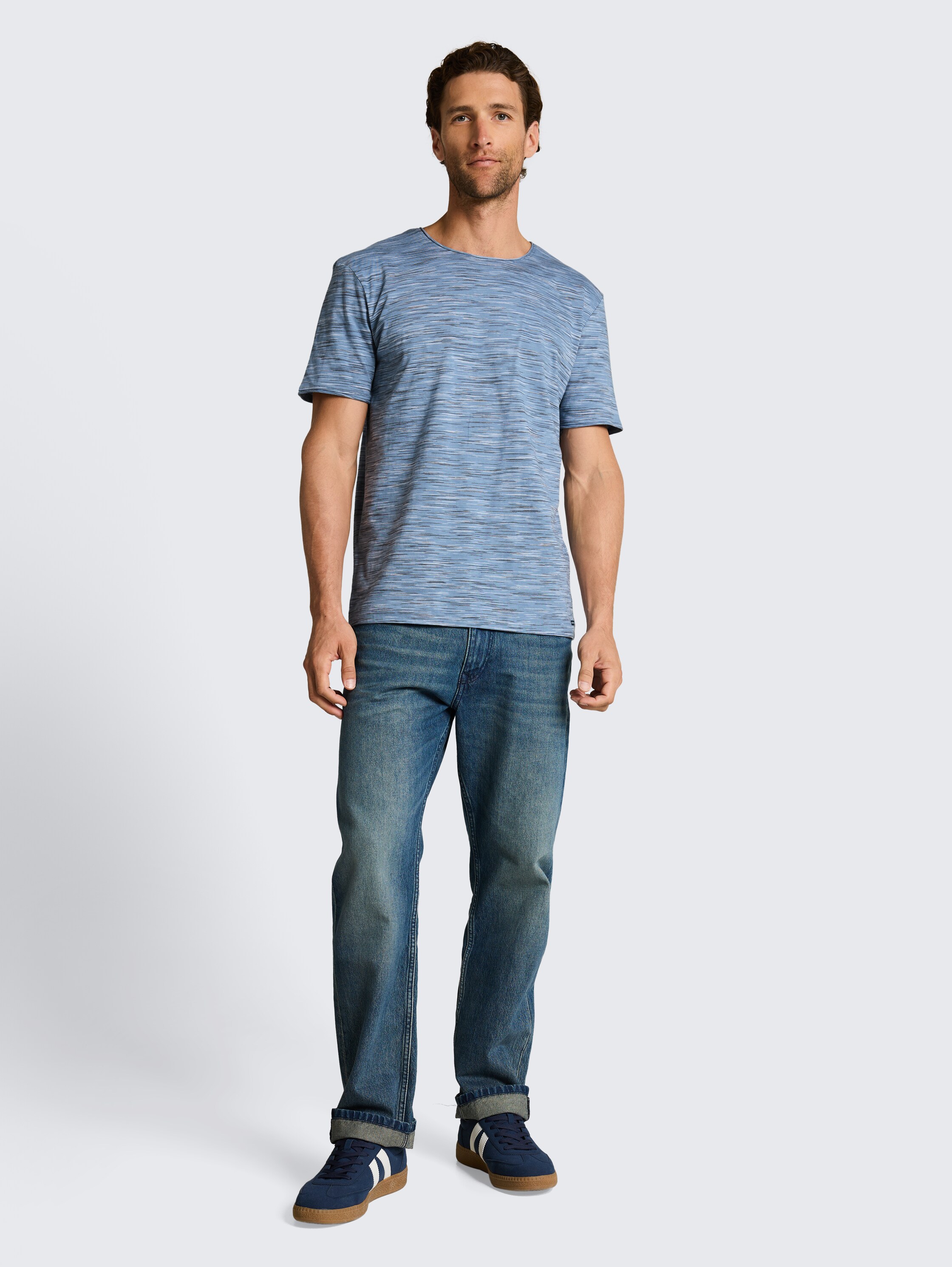 T-Shirt in Melange-Optik - blue_multicolor_inject - 