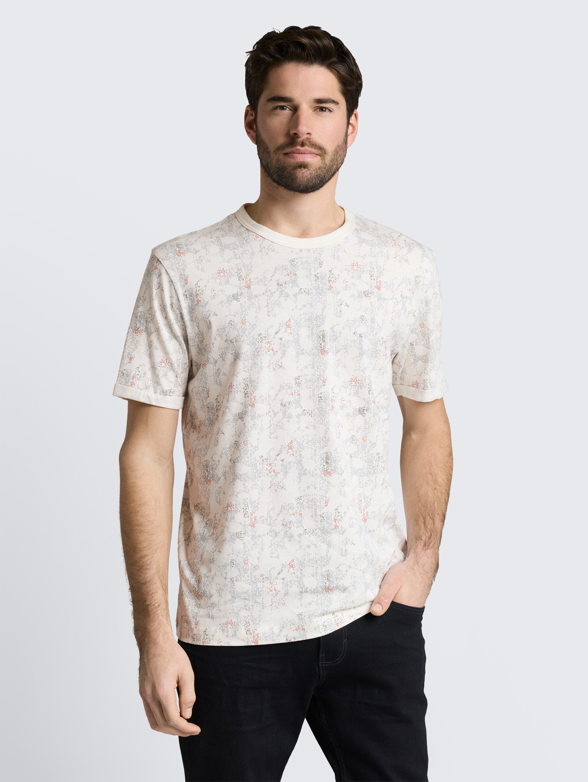 T-Shirt mit Muster - offwhite structure design - Ausschnitt Model-Vorderansicht