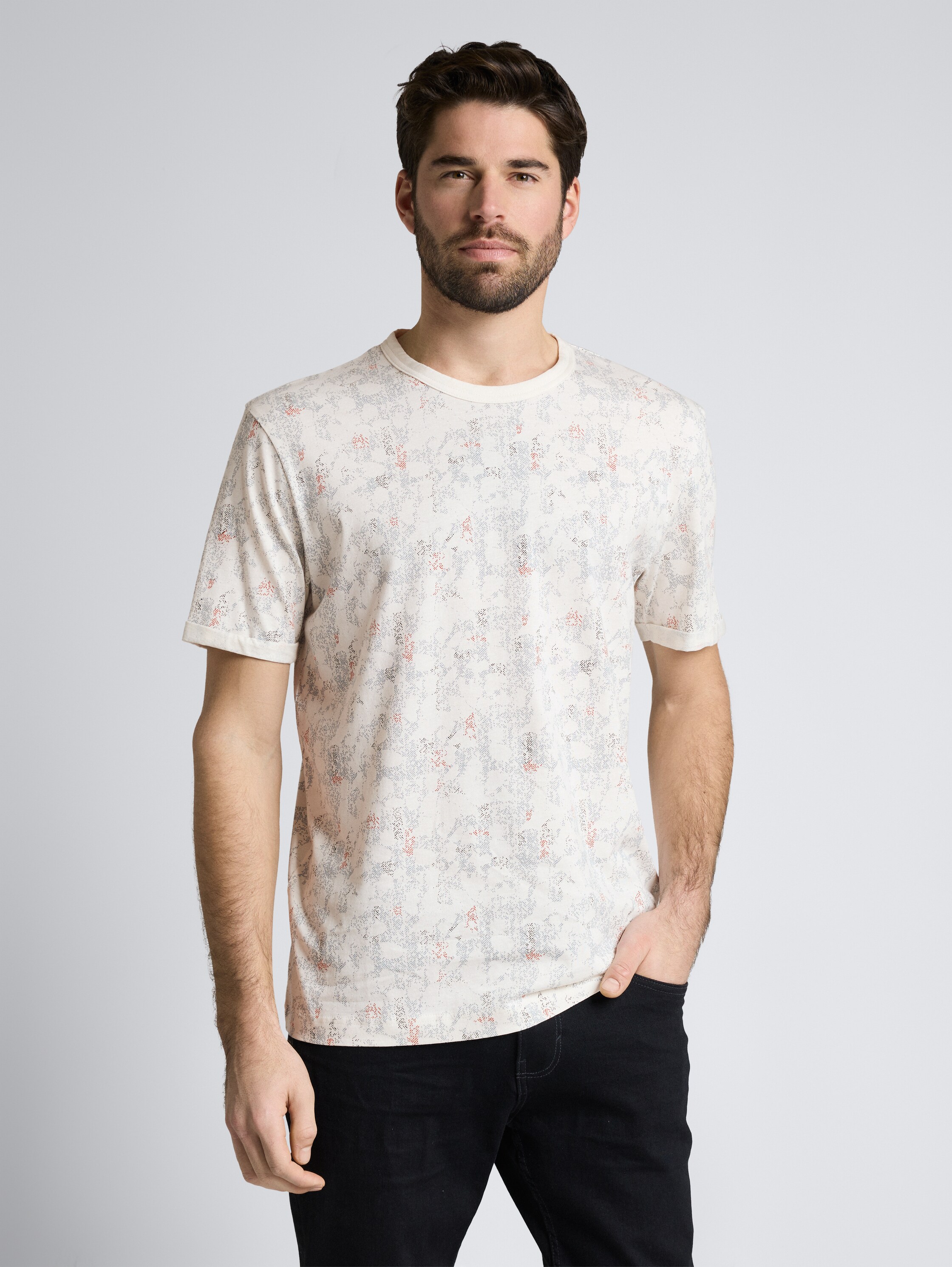 T-Shirt mit Muster - offwhite structure design - Ausschnitt Model-Vorderansicht