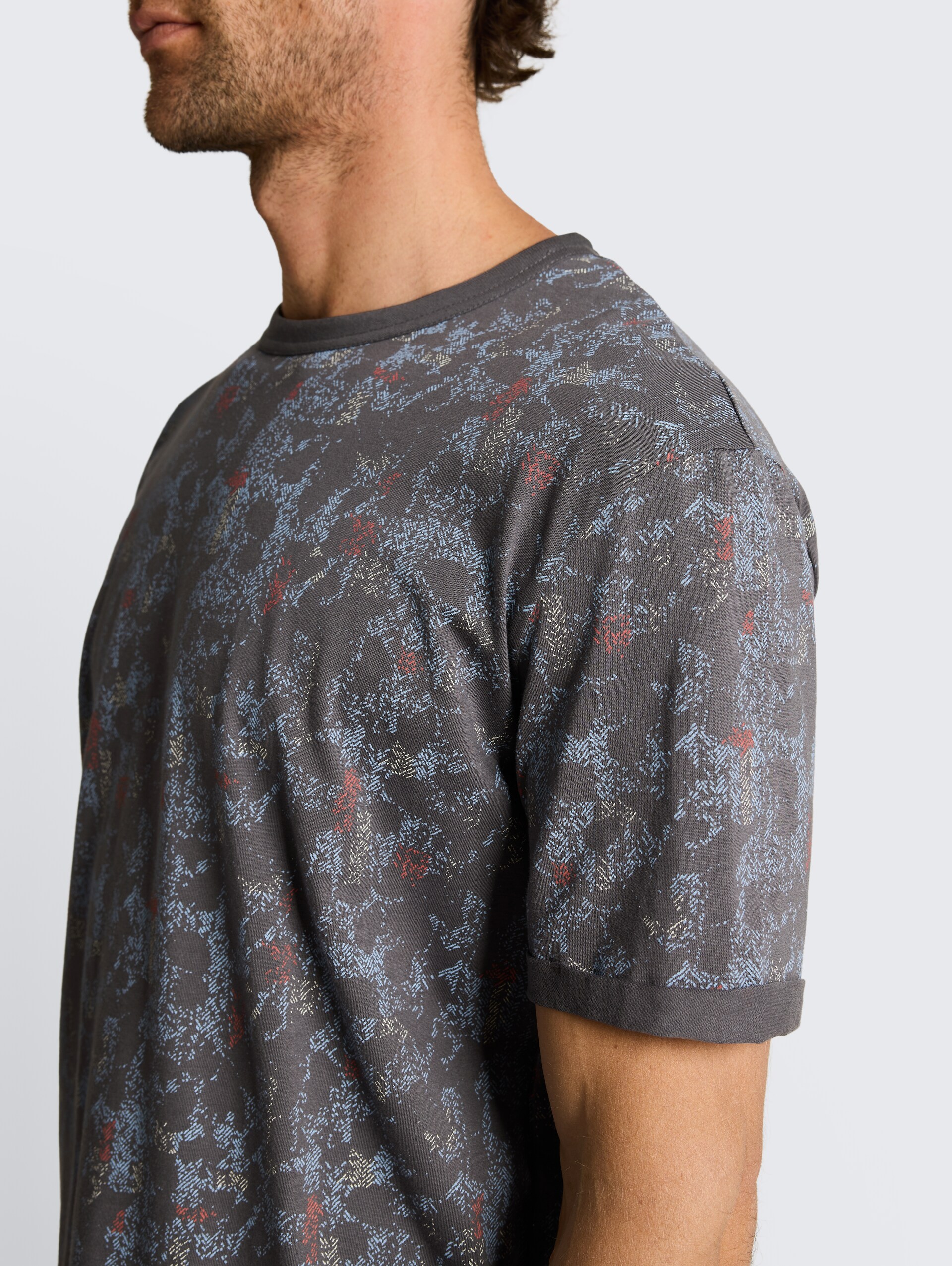 T-Shirt mit Muster - grey structure design - Detail-Model-Ansicht