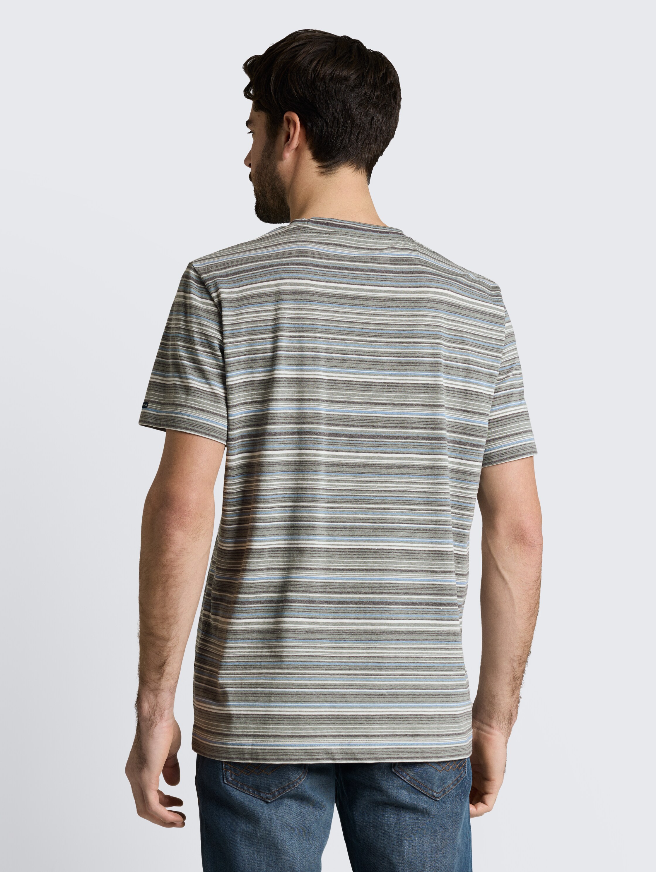 T-shirt met streepjespatroon - olive_orange_multicolor_stripe - 