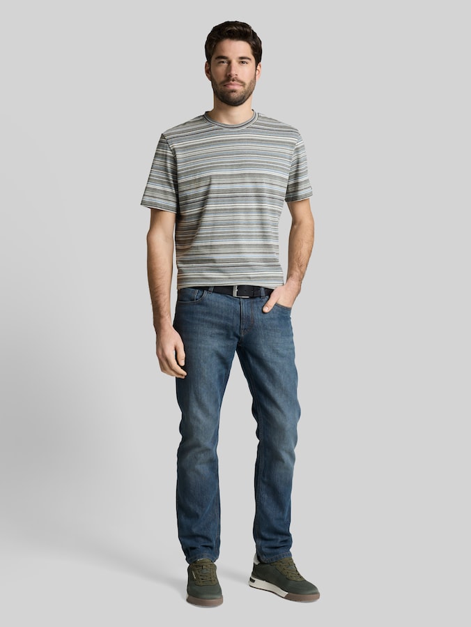 T-Shirt mit Streifenmuster von Men, olive orange multicolor stripe