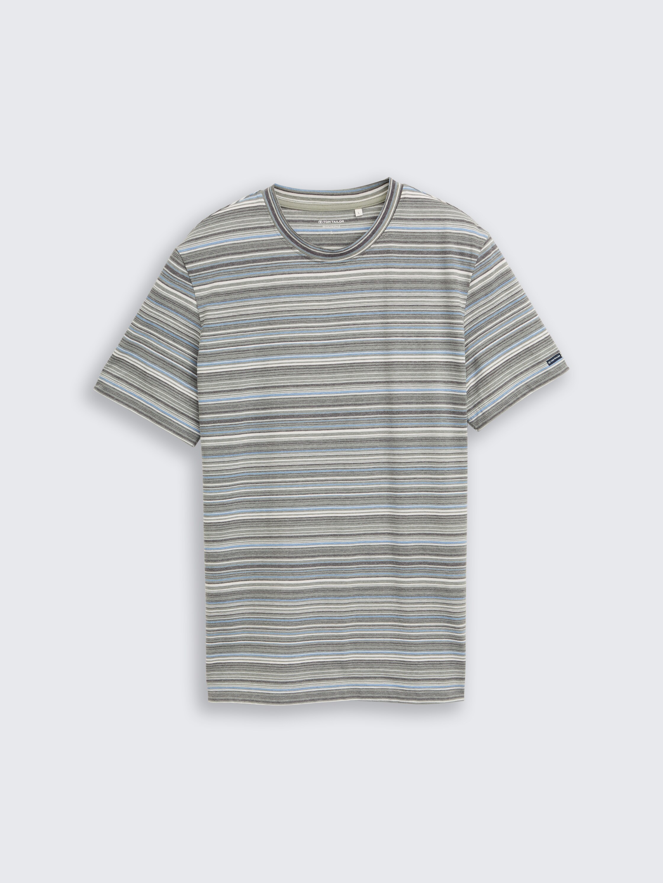 T-shirt met streepjespatroon - olive_orange_multicolor_stripe - 