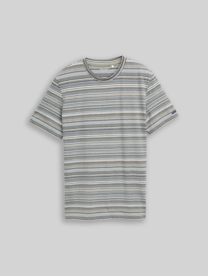 Striped T-shirt by Men, olive orange multicolor stripe